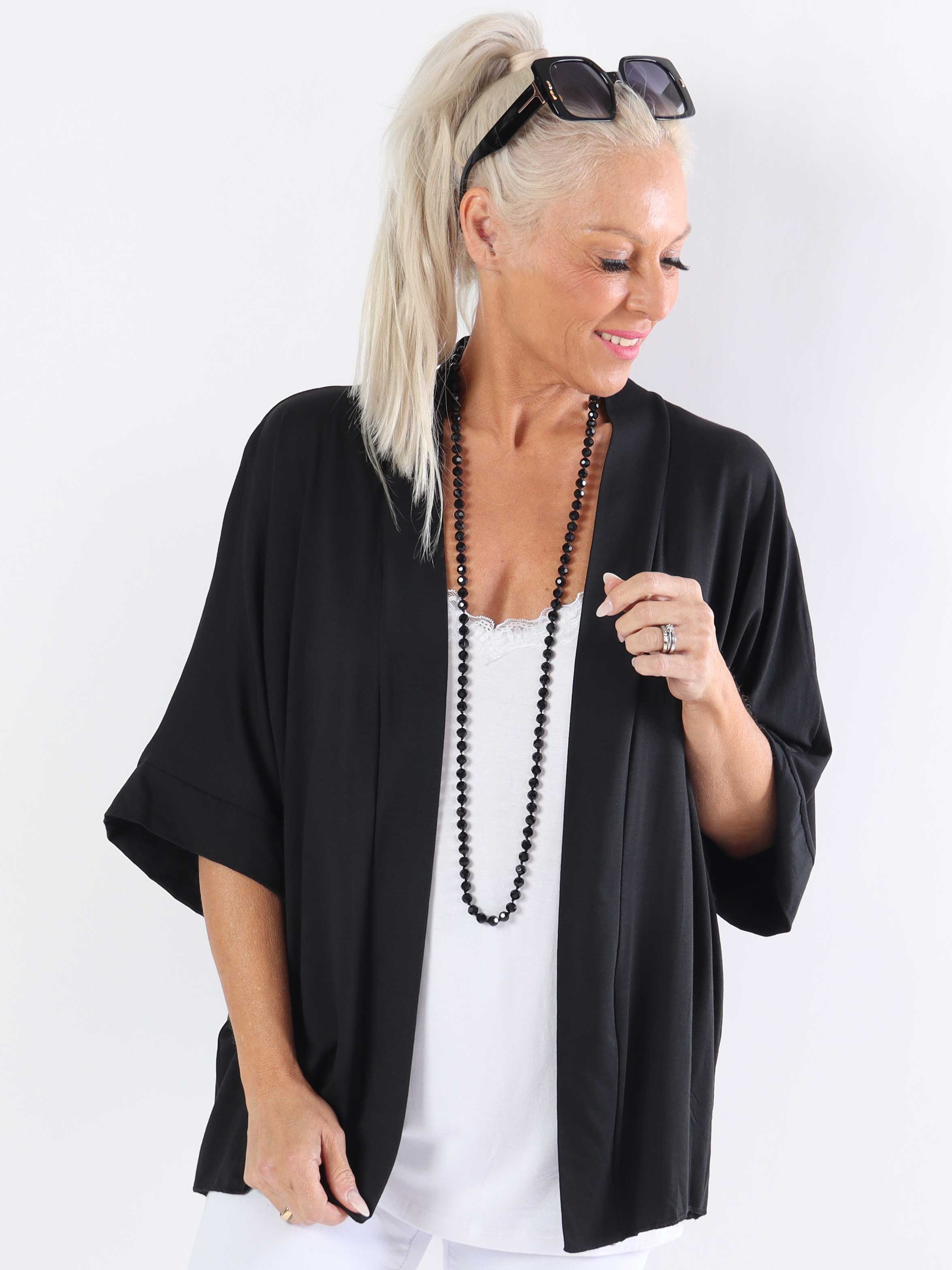 Mimi - Plus size ensfarvet cardigan i viskose