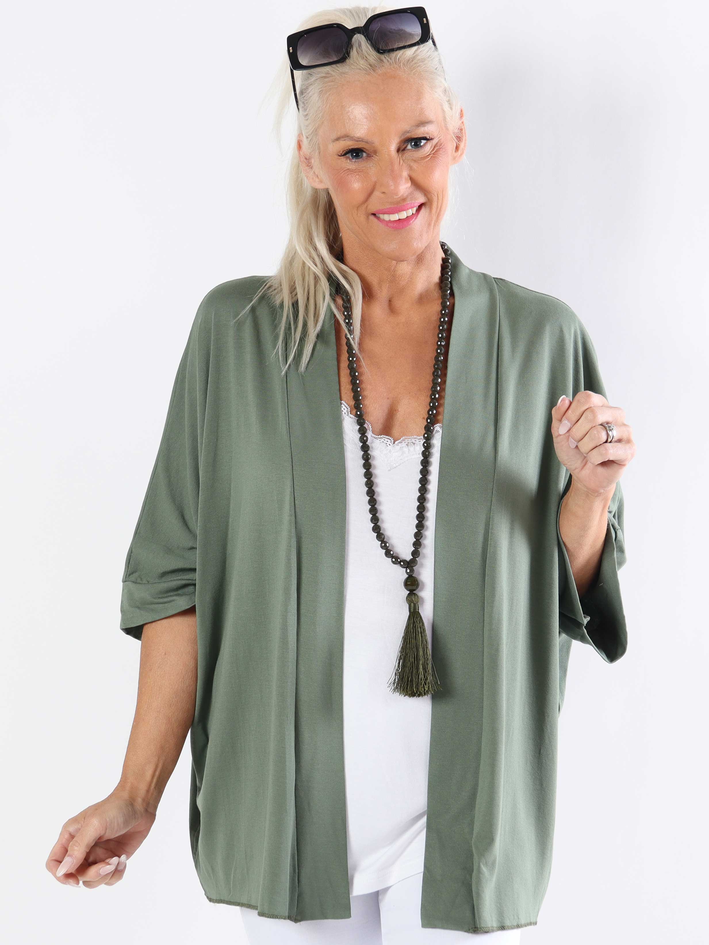 Mimi - Plus size ensfarvet cardigan i viskose