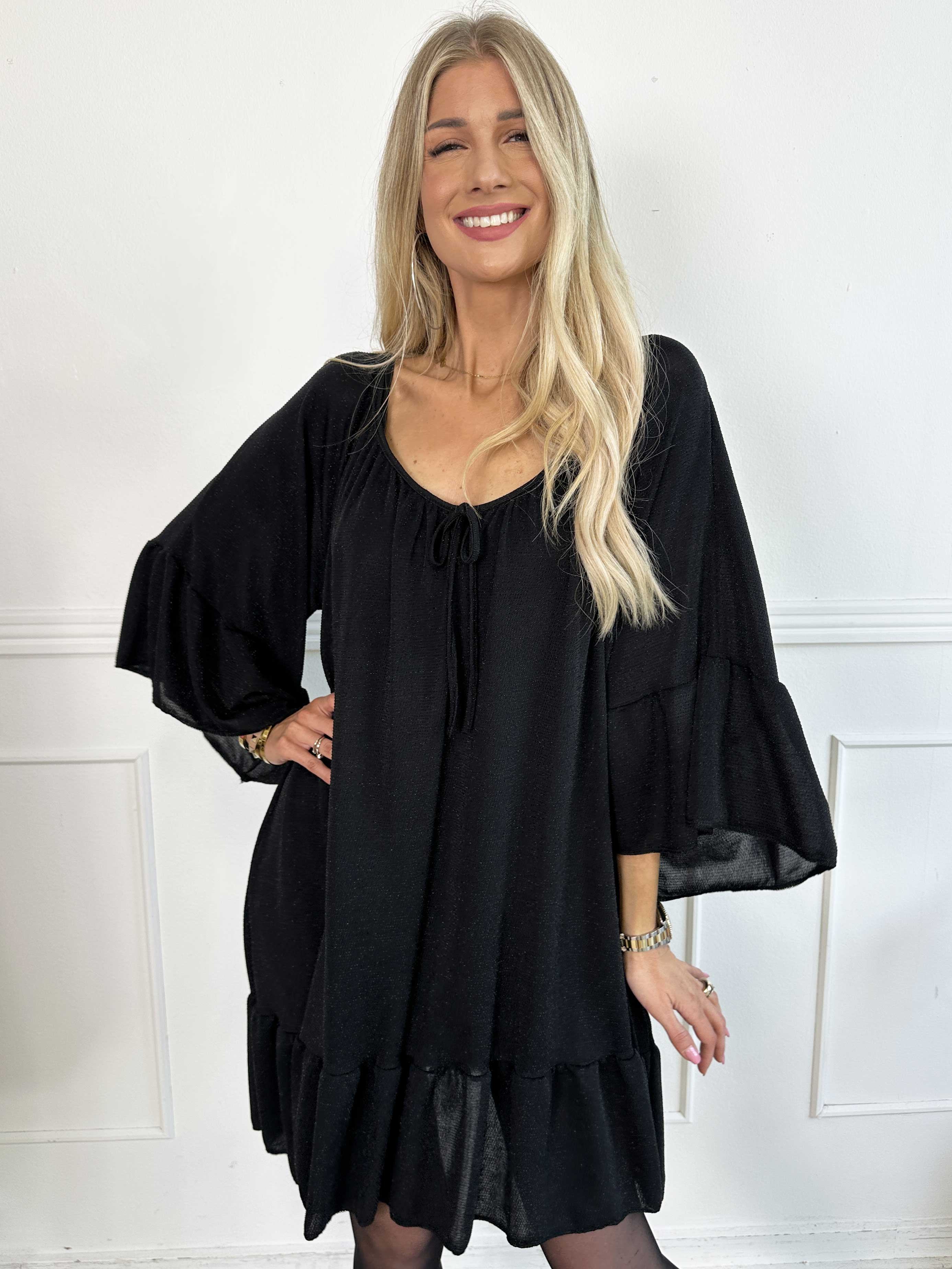 Novia Glitter - Elastisk kjole med glimmertråde og flæser