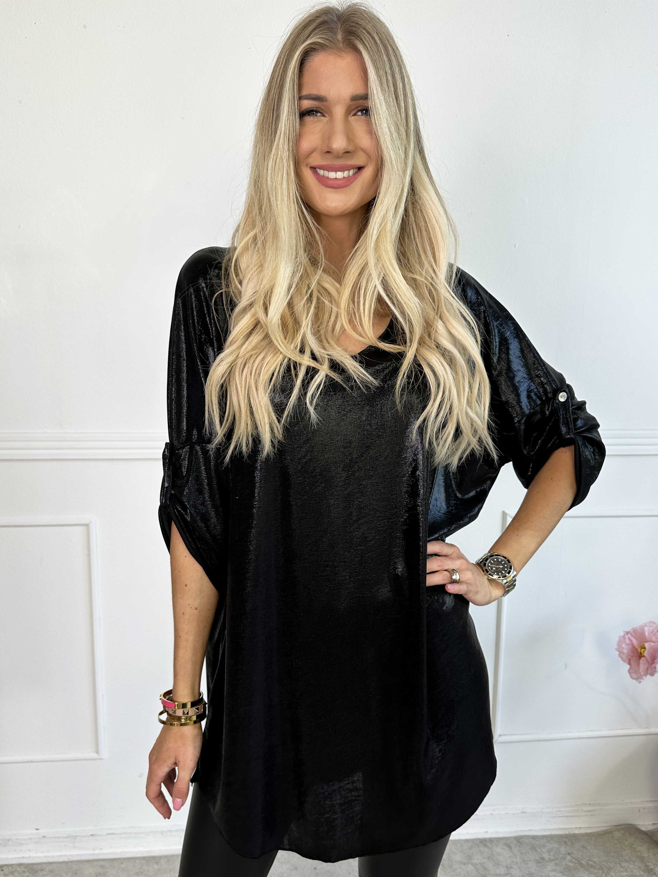 Subira - Shiny tunika med v-udskæring