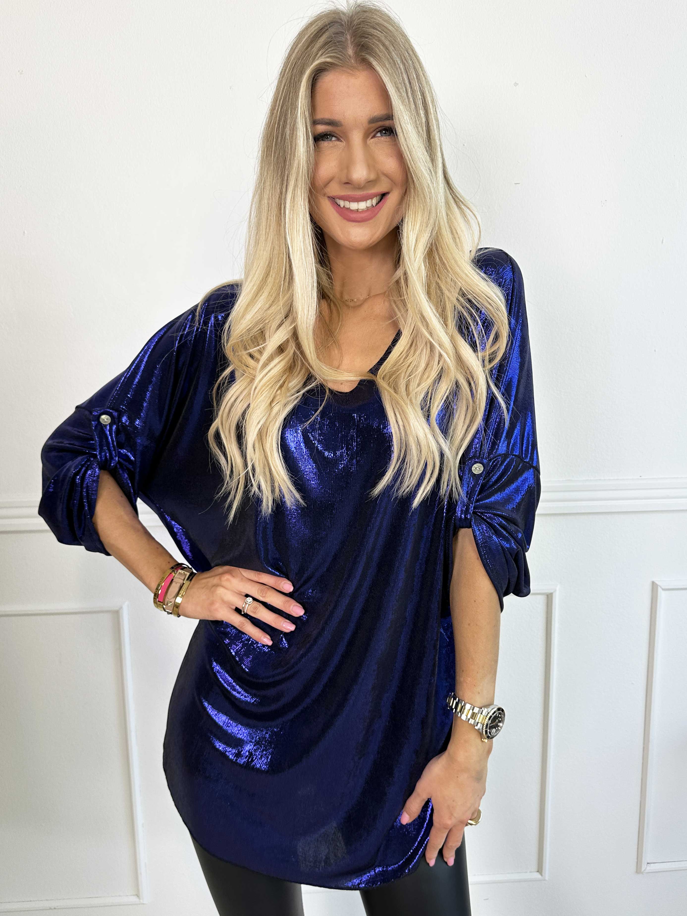 Subira - Shiny tunika med v-udskæring