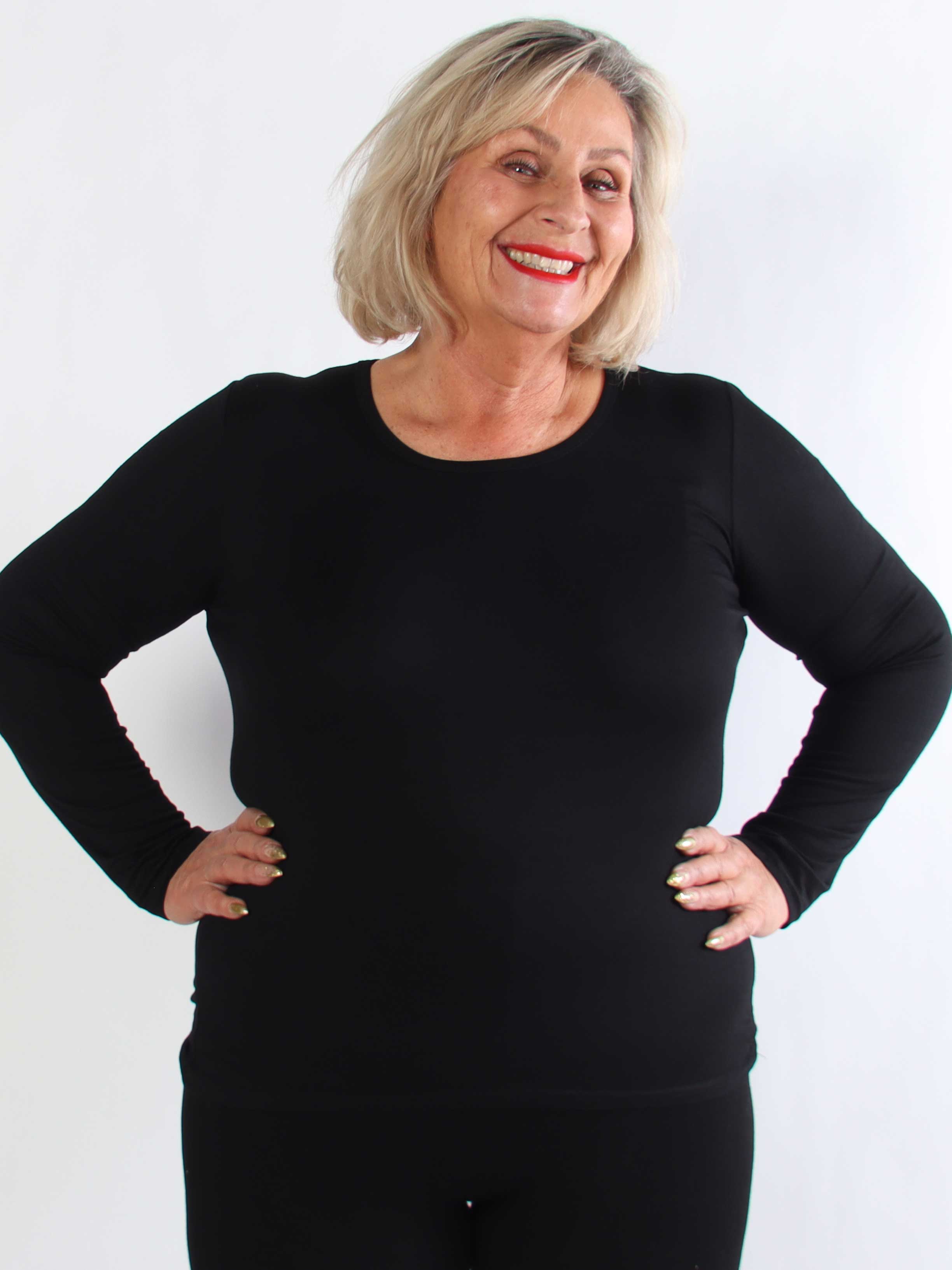 Othilia - Blød langærmet basis bluse