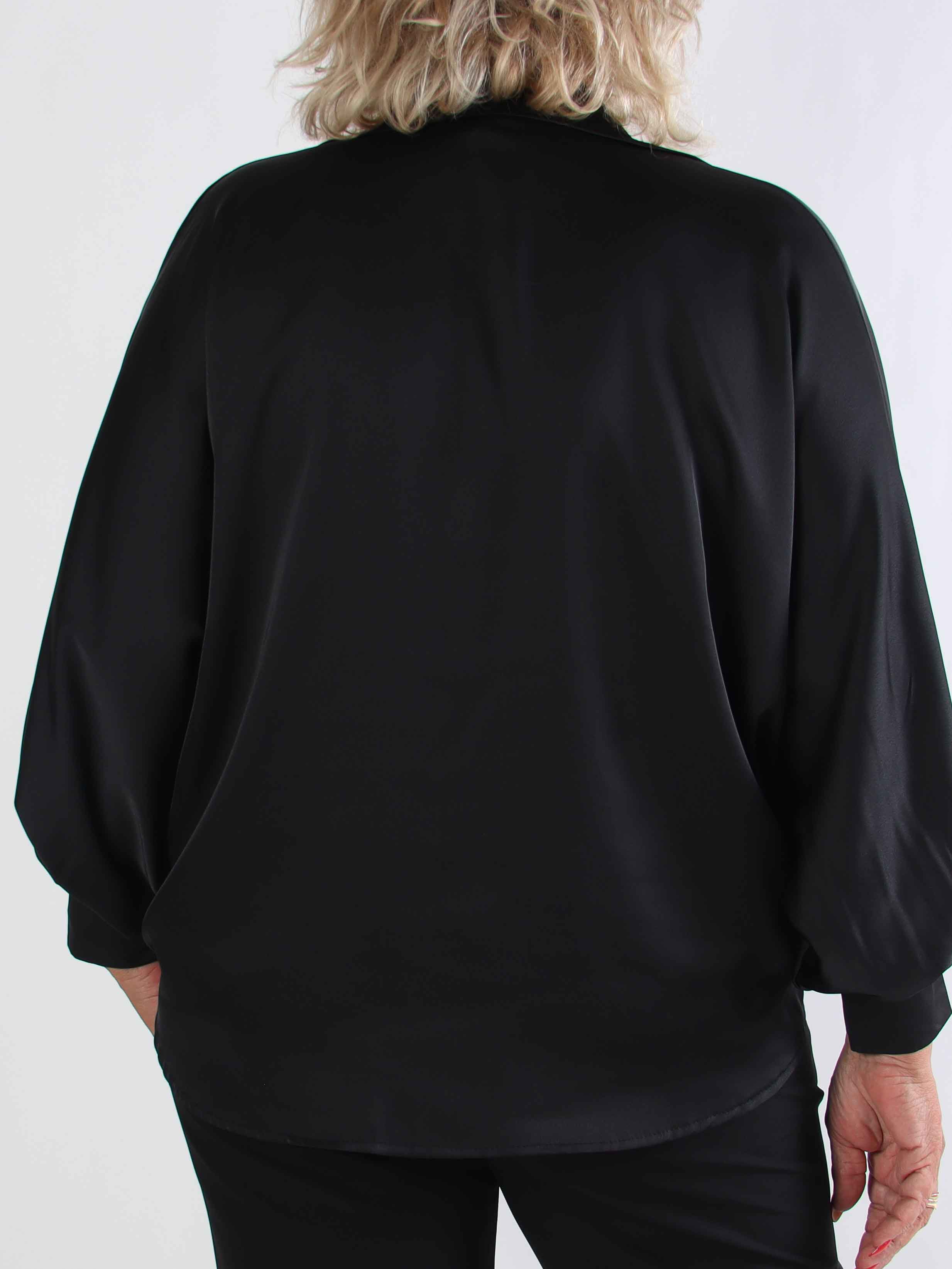 Feliciti - Shiny plus size skjorte med flagermusærmer