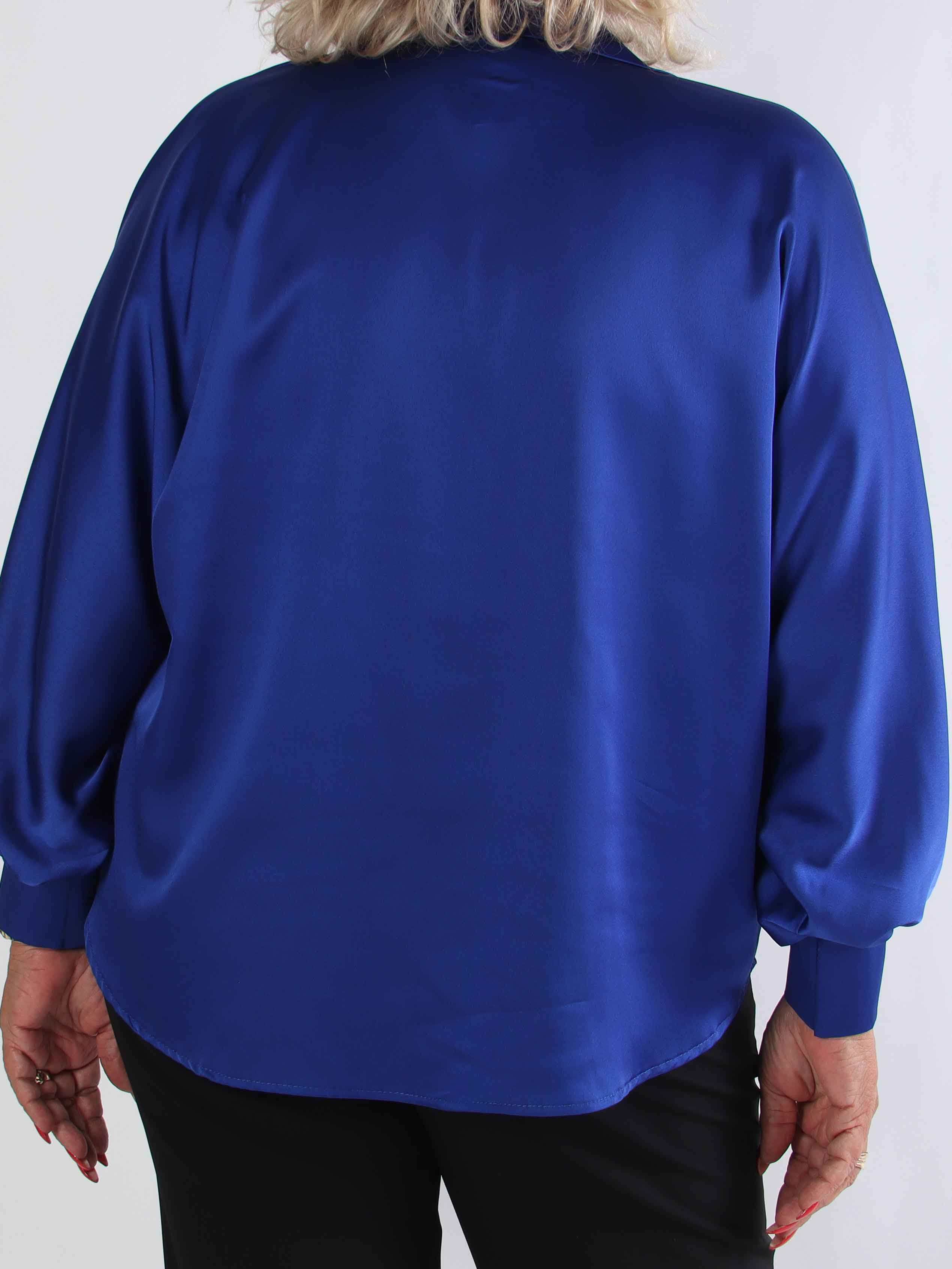 Feliciti - Shiny plus size skjorte med flagermusærmer