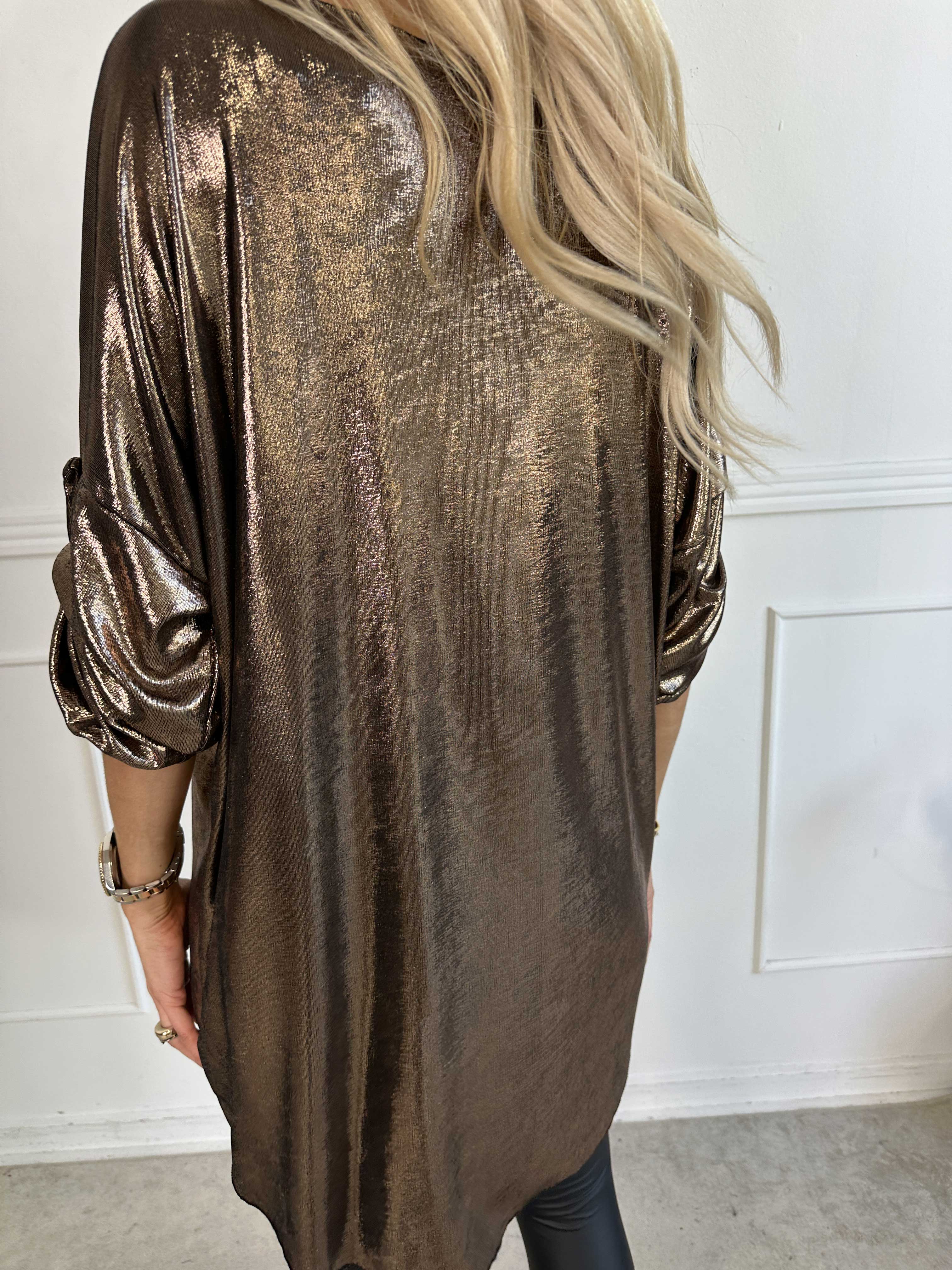 Subira - Shiny tunika med v-udskæring