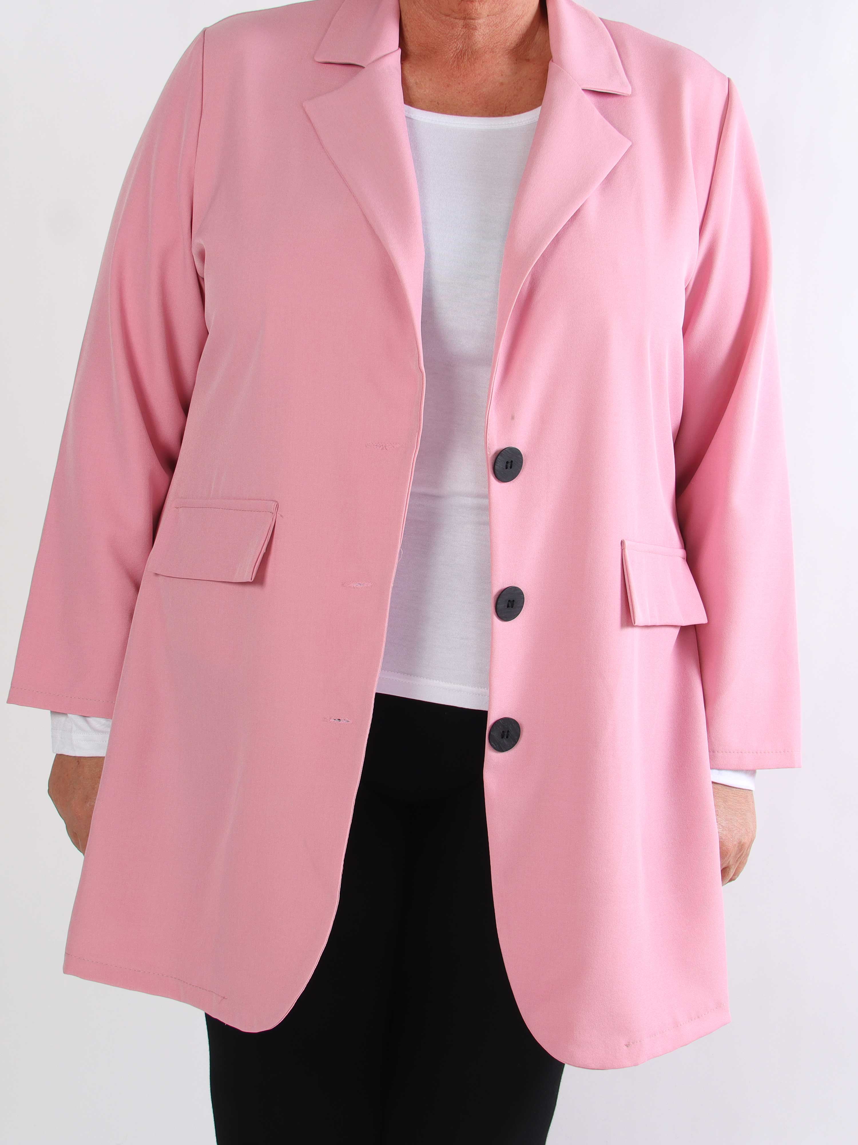 Lanthe Long Plain - Lang ensfarvet plus size blazer