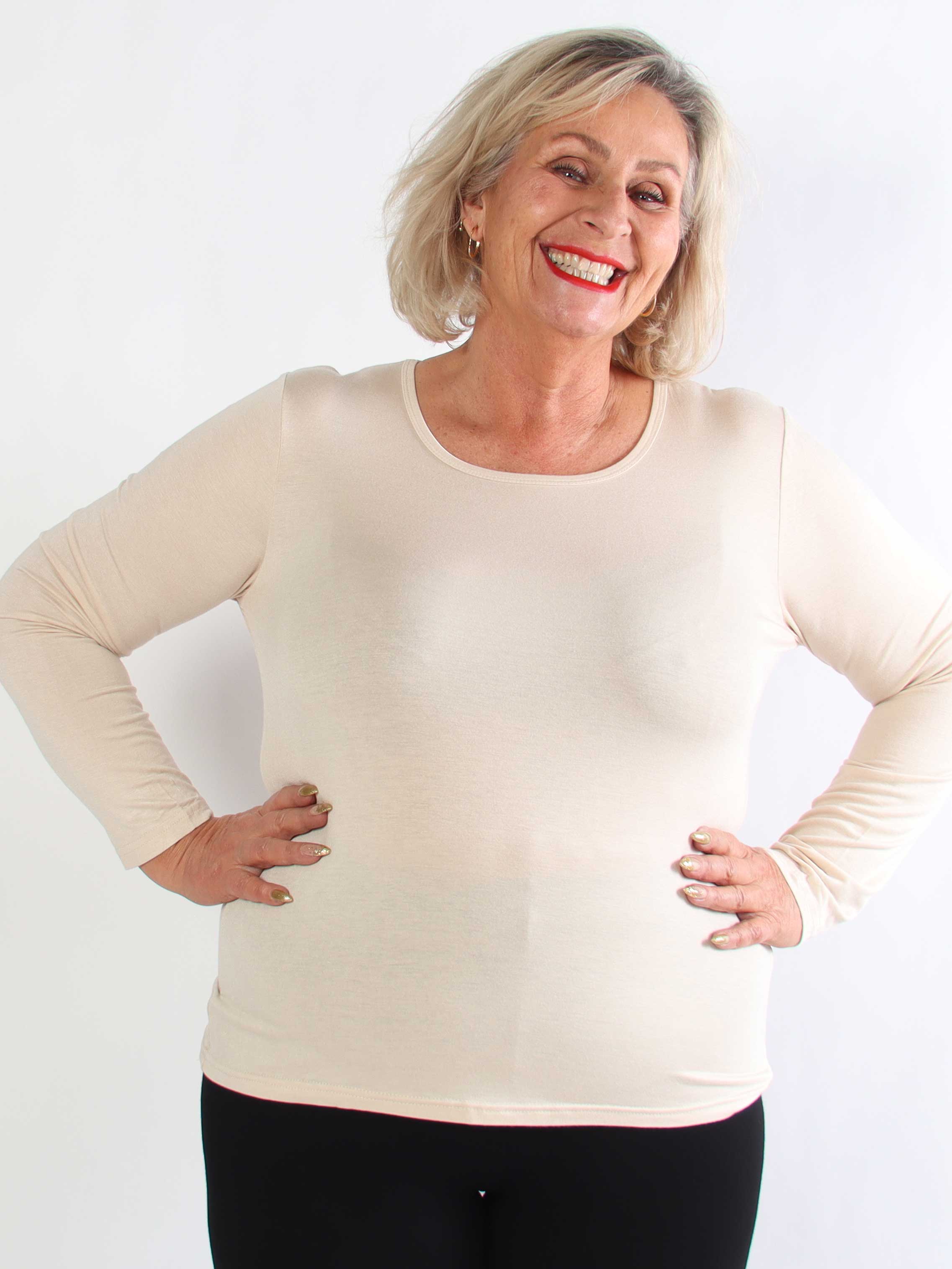 Othilia - Blød langærmet basis bluse