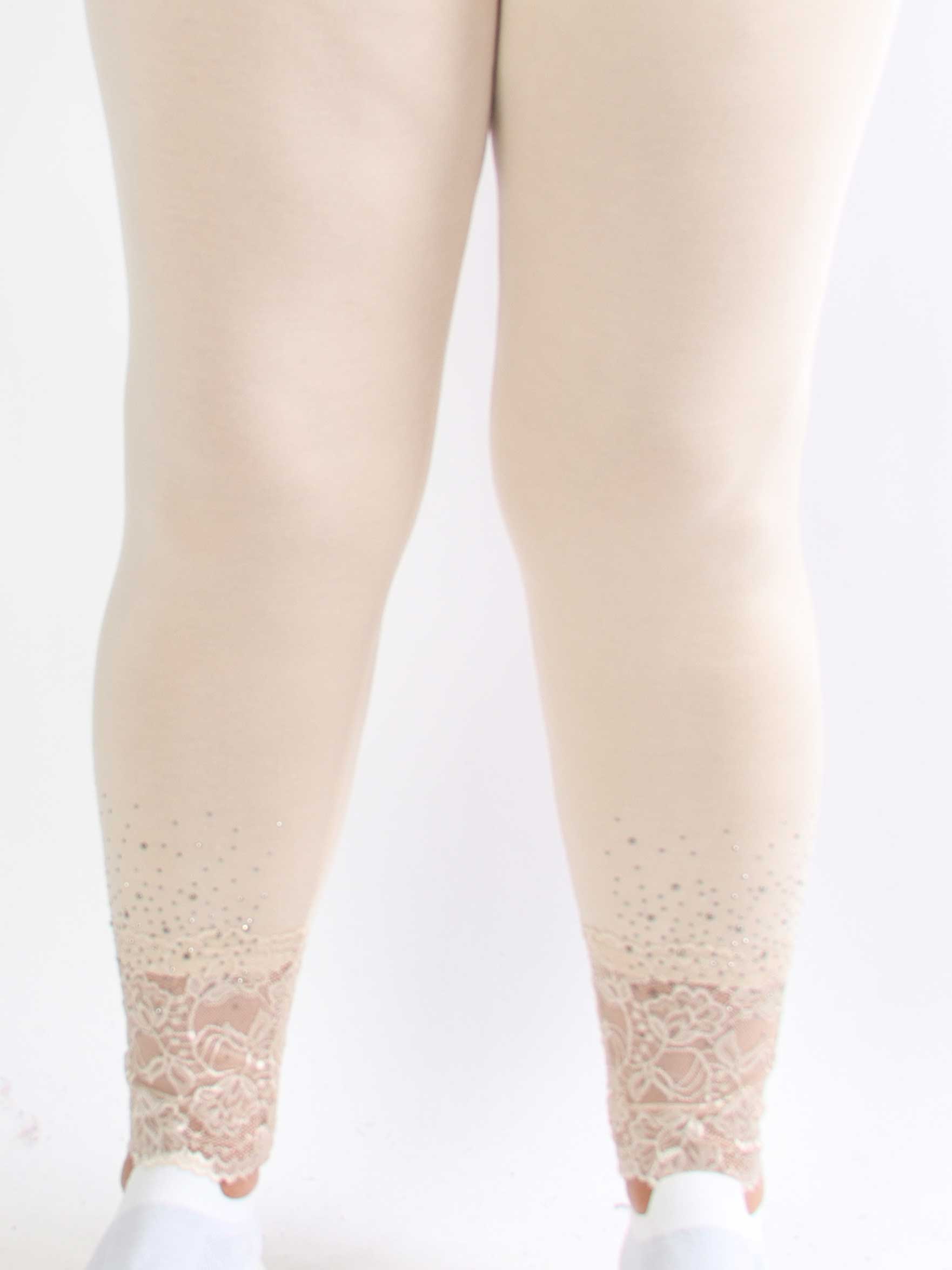 Kia - Bløde leggings i viskose med blondekant og similisten