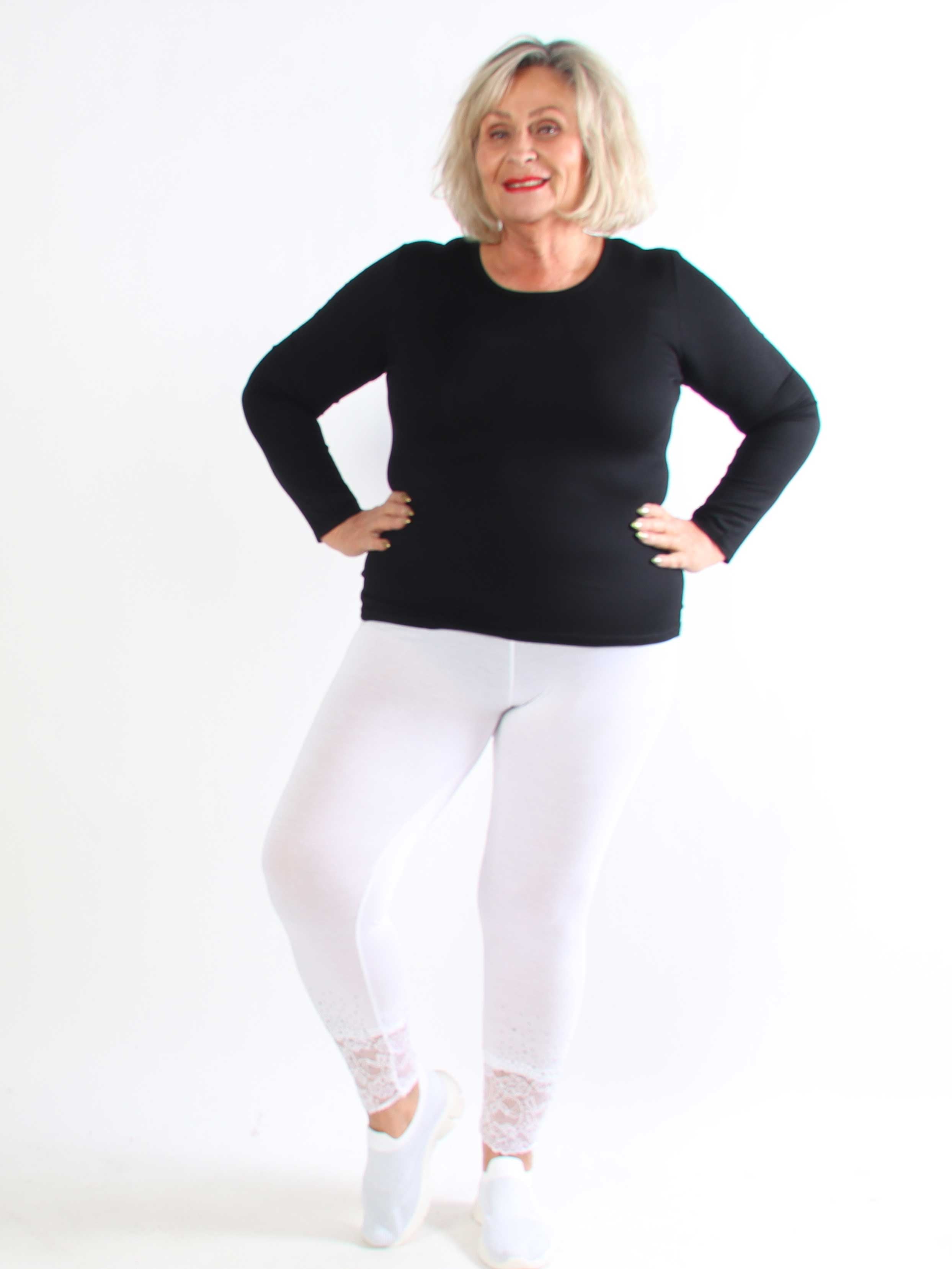 Kia - Bløde leggings i viskose med blondekant og similisten