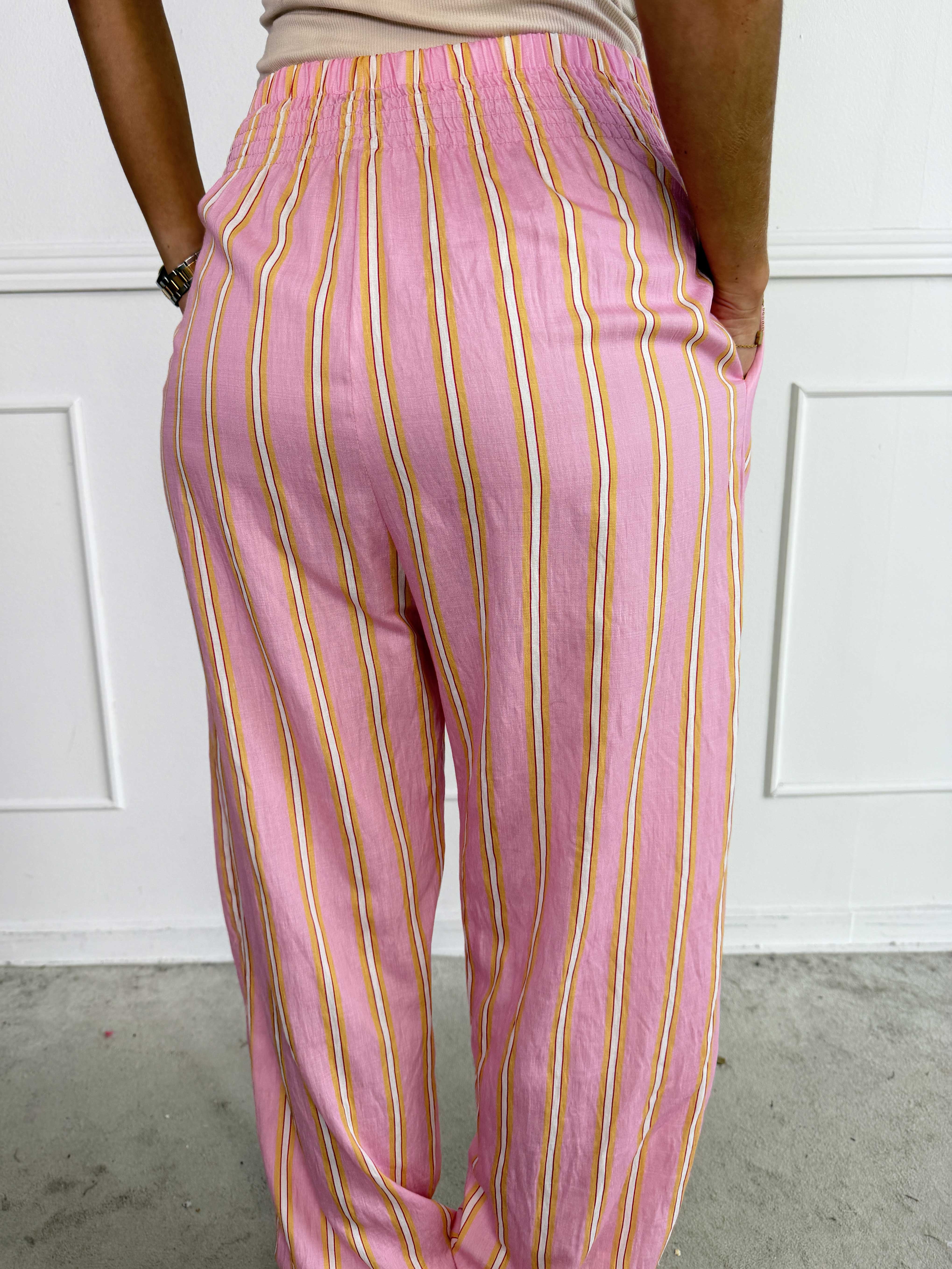 Amidala Pants - Feminin stribede bukser i let viskoseblanding med elastikkant
