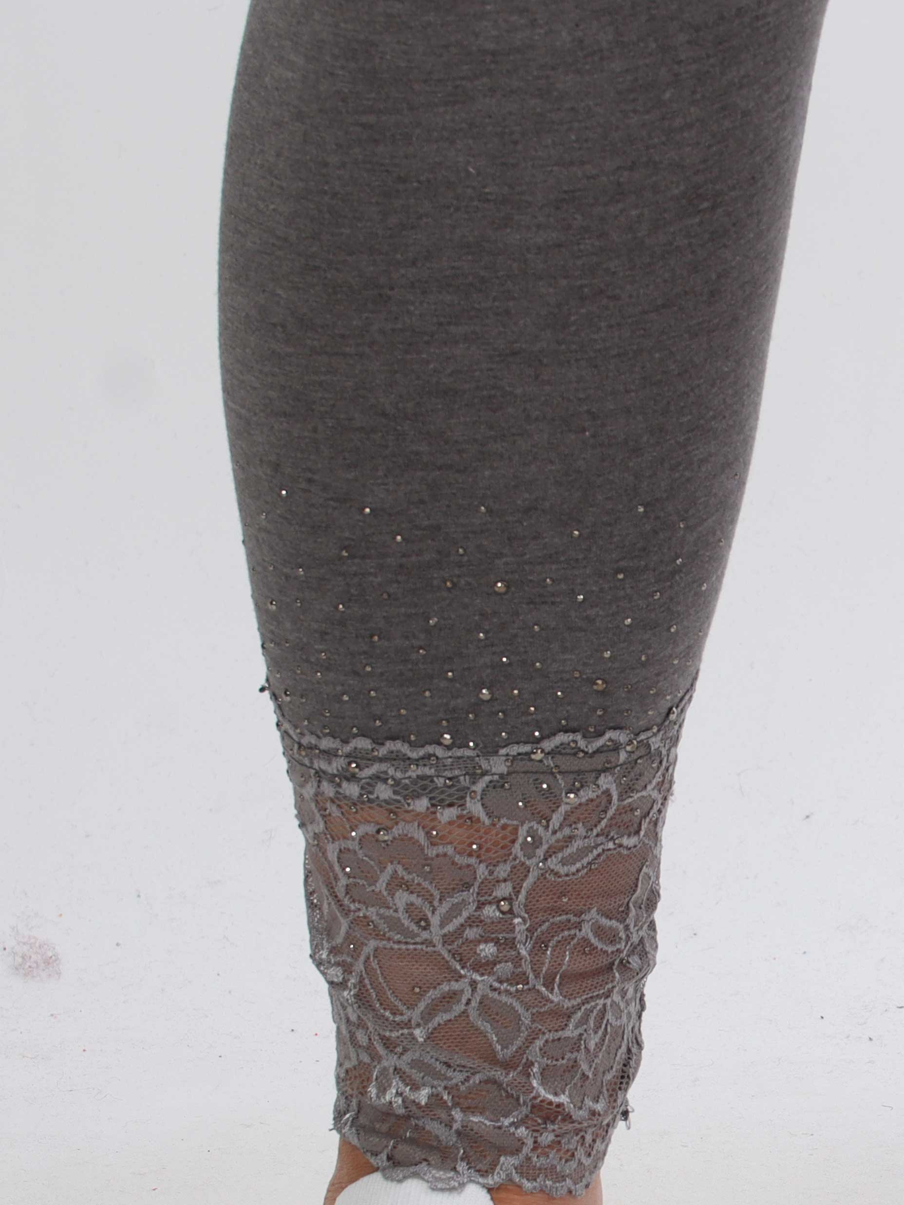 Kia - Bløde leggings i viskose med blondekant og similisten