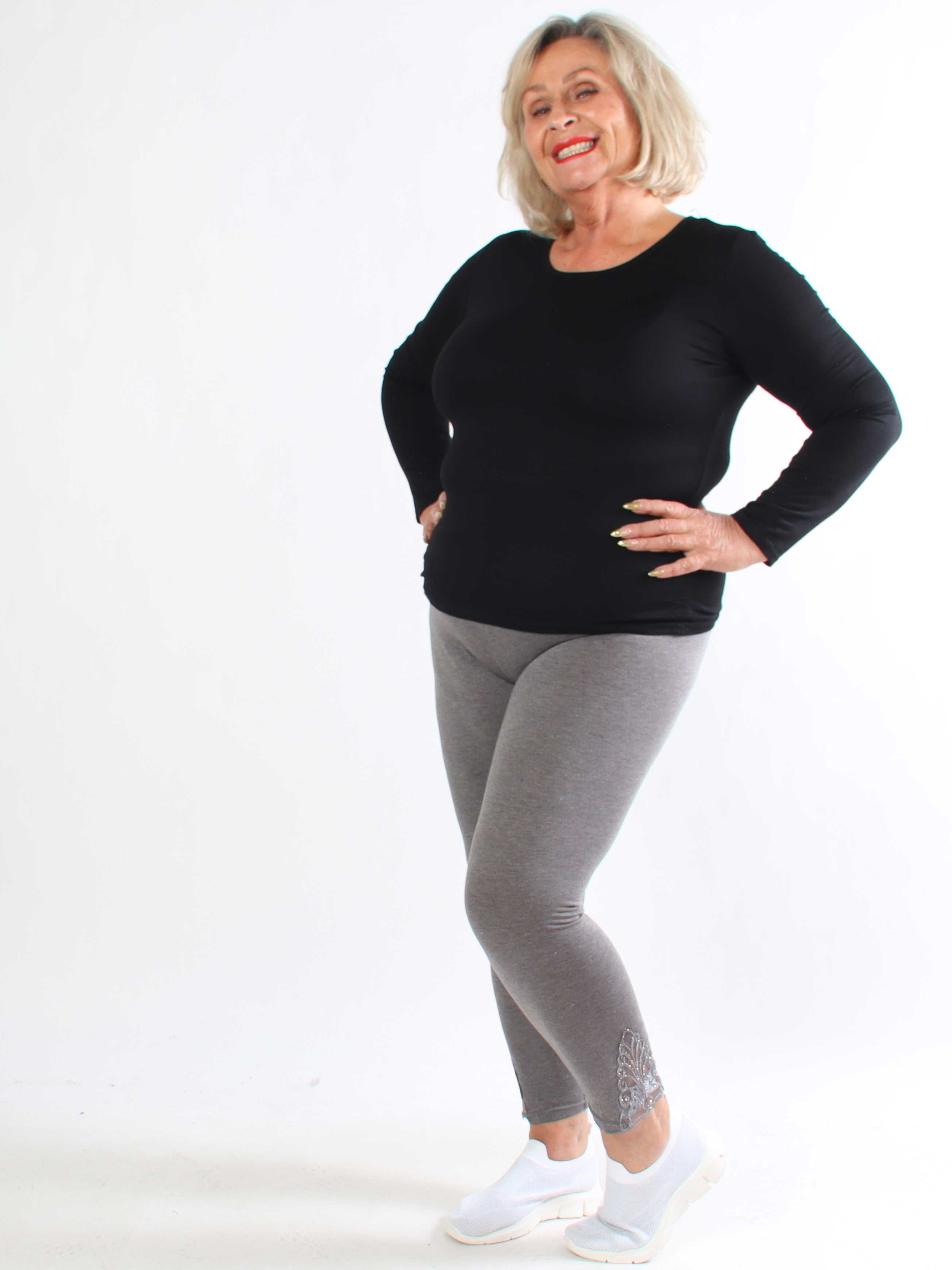 Jackie - Bløde leggings i viskose med blonde og similisten