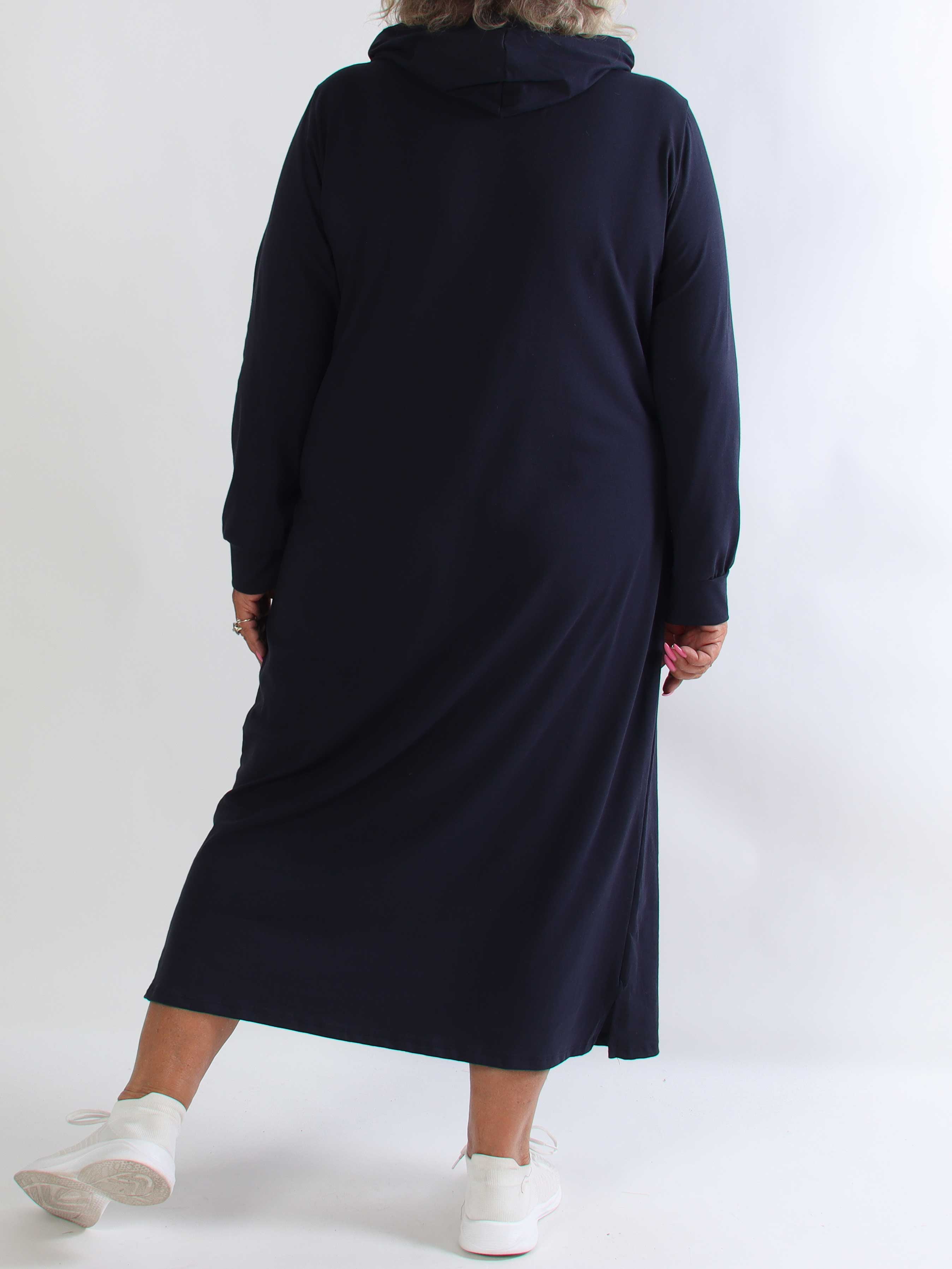 Violet - Lang og comfy hoodiekjole i blød bomuld med VOGUE i flot guldprint