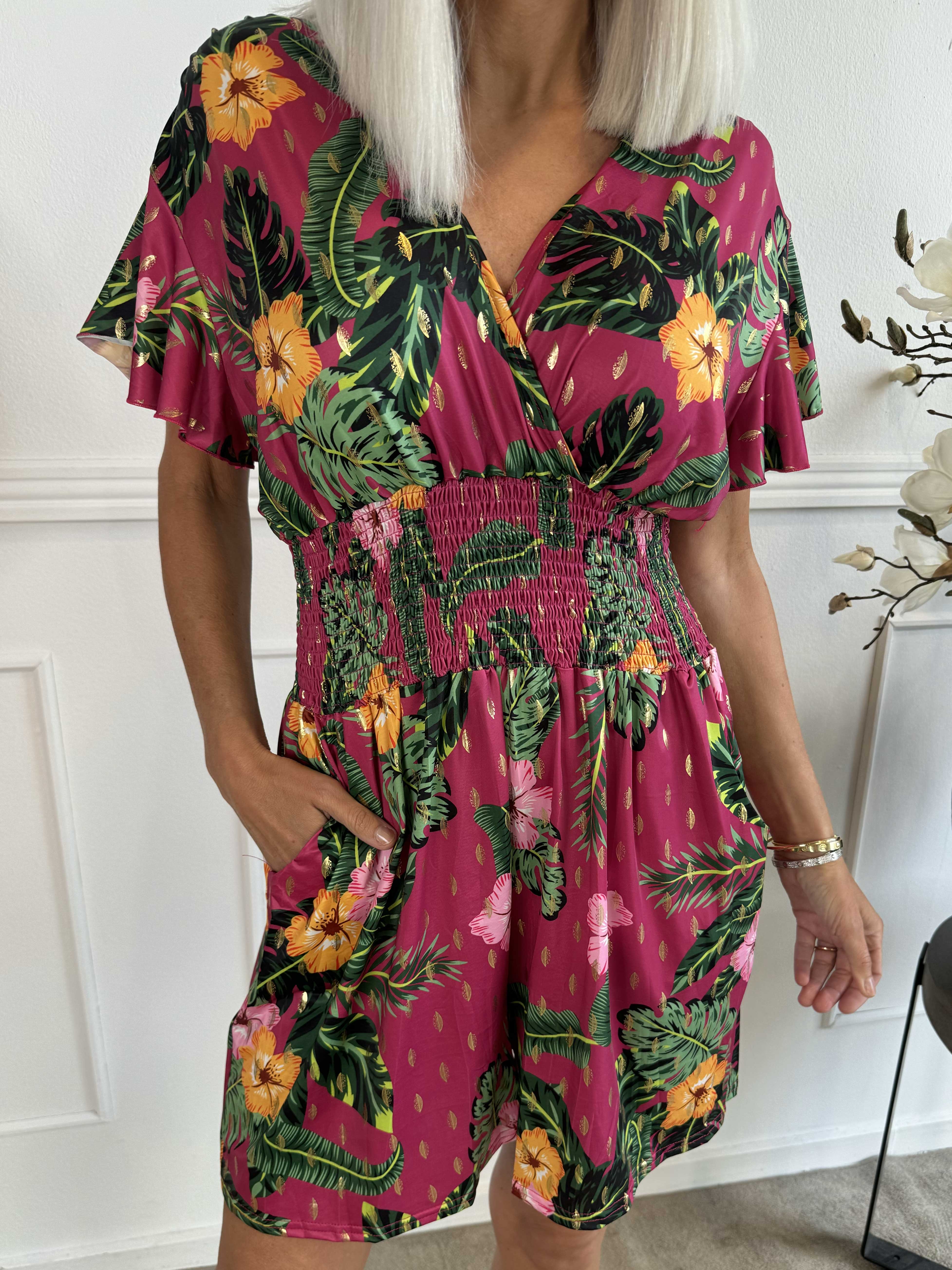 Pams Flower Playsuit - Elastisk playsuit med lommer