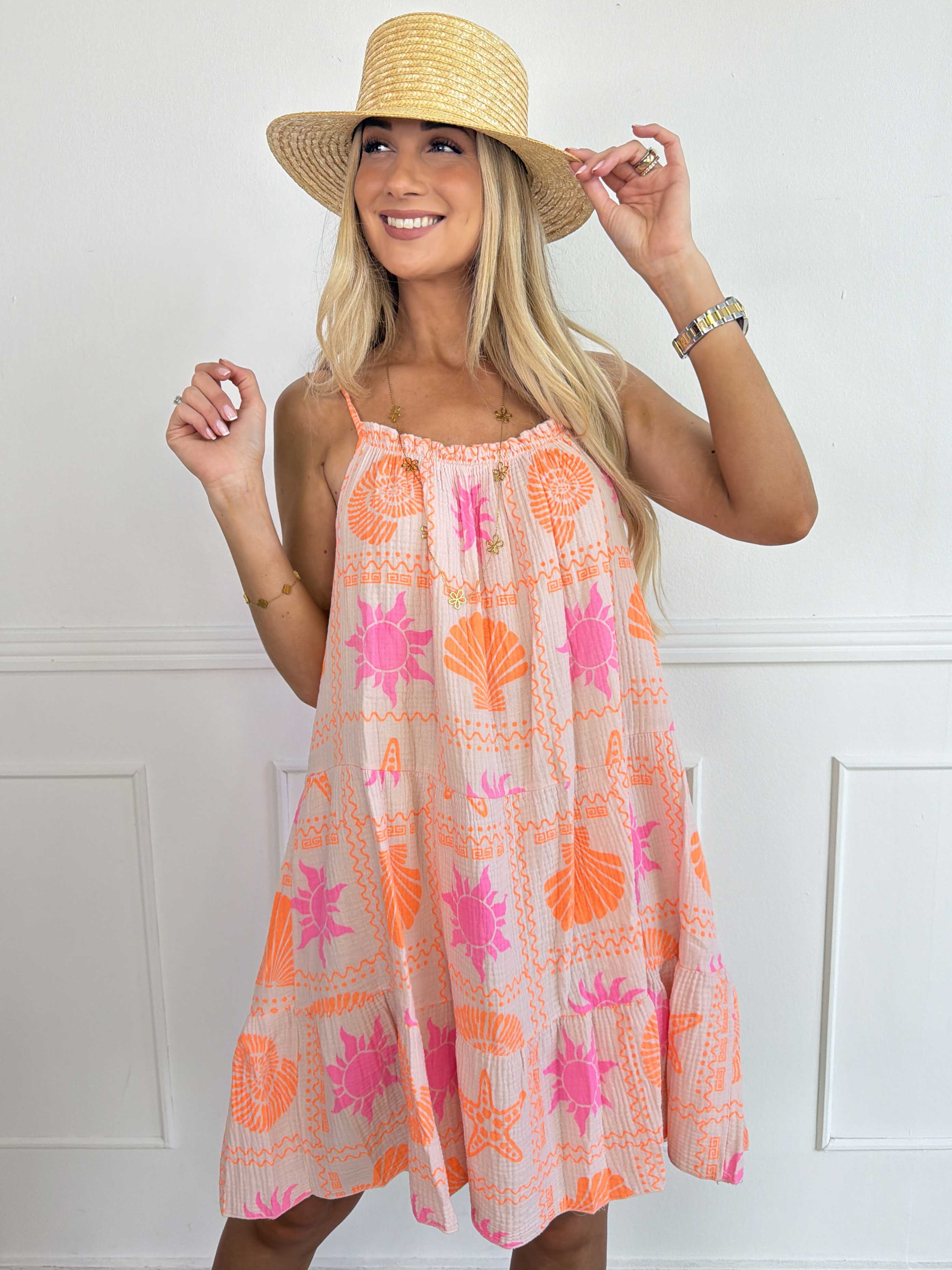 Jill Summer - Plus size stropkjole i blød og luftig musselin med fine sommermotiver