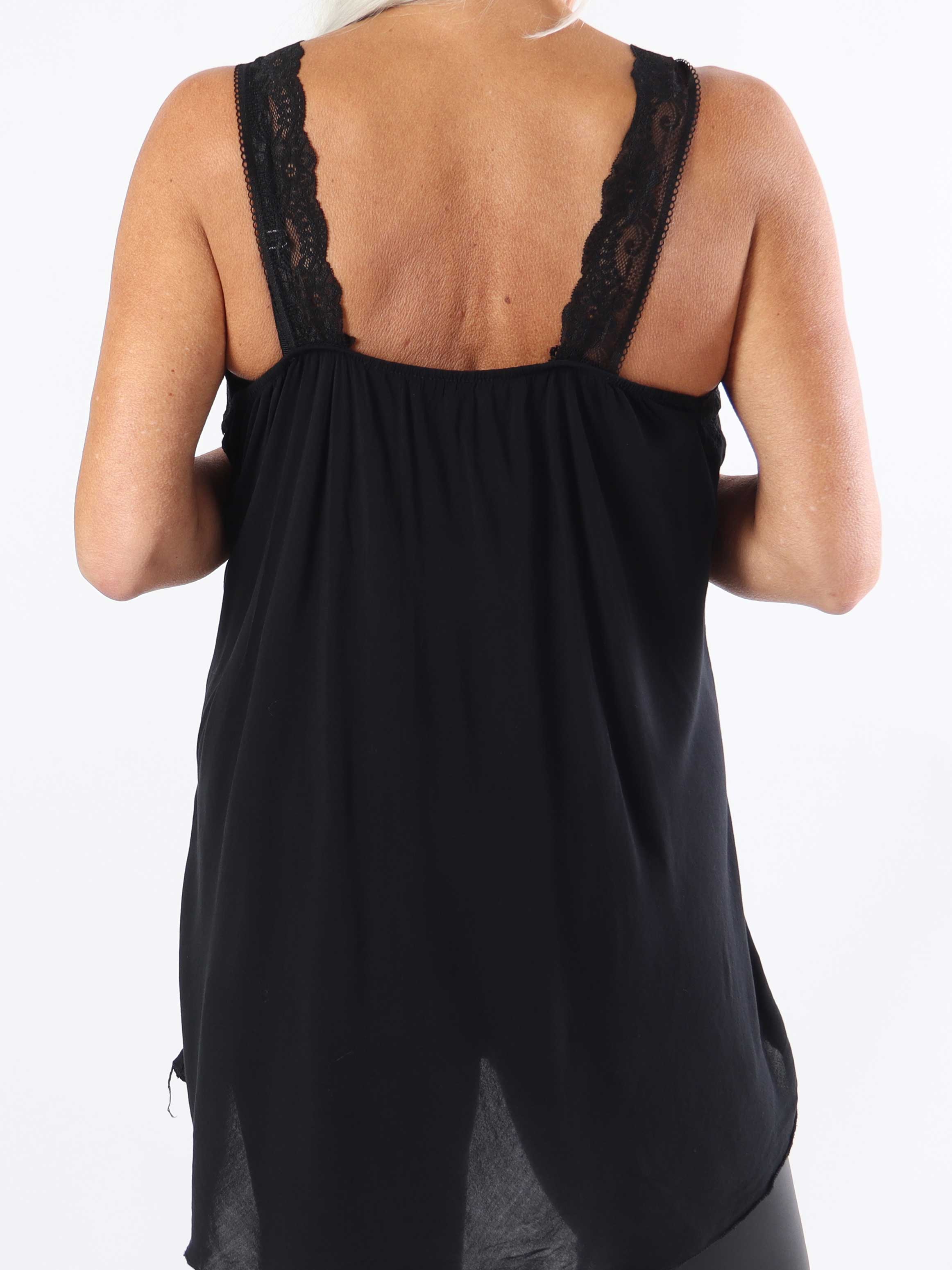 Mariana - Plus size top i viskose med blondestropper