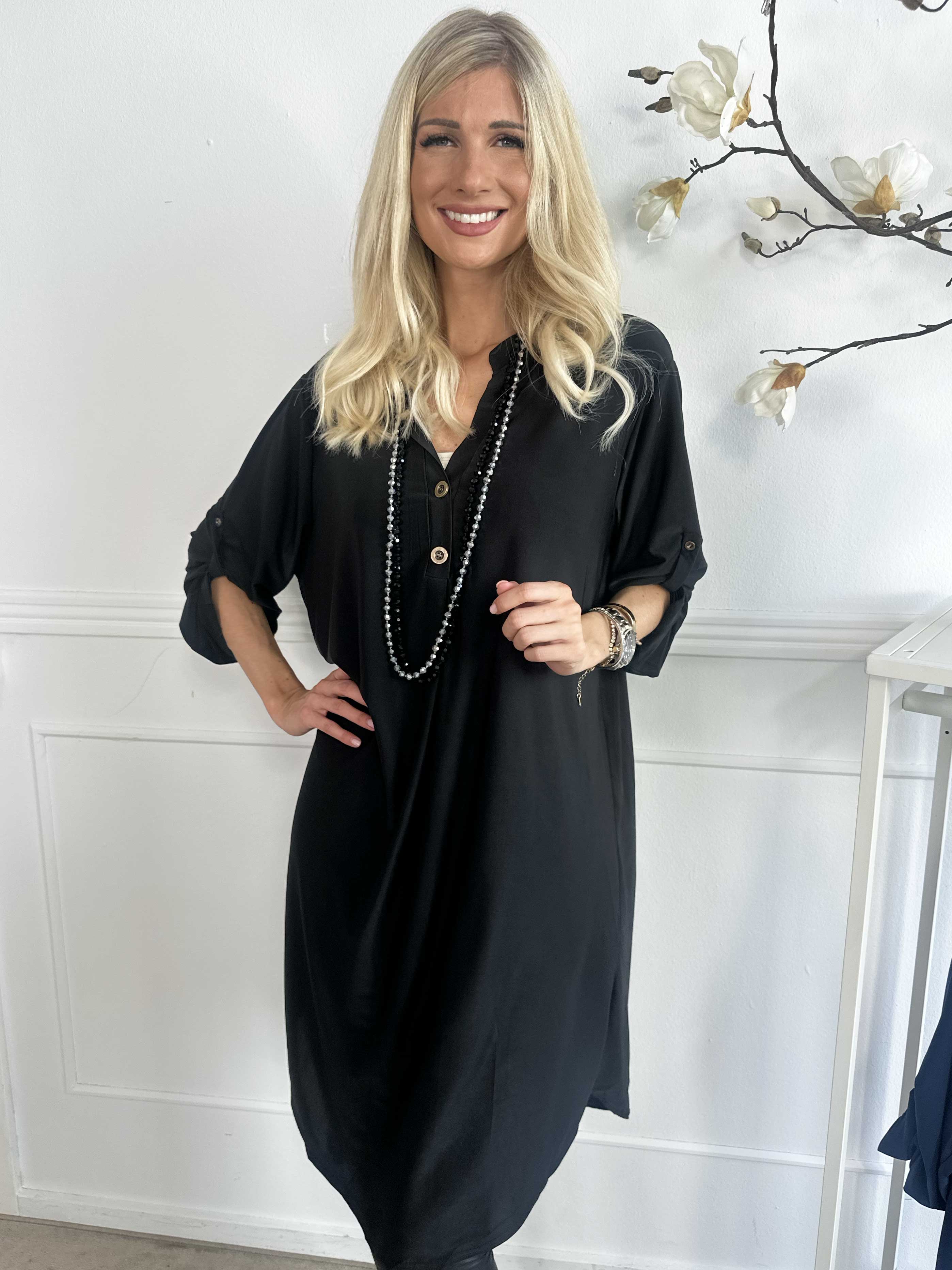 Ebba Plain Long - Sød ensfarvet kjole i elastisk stof