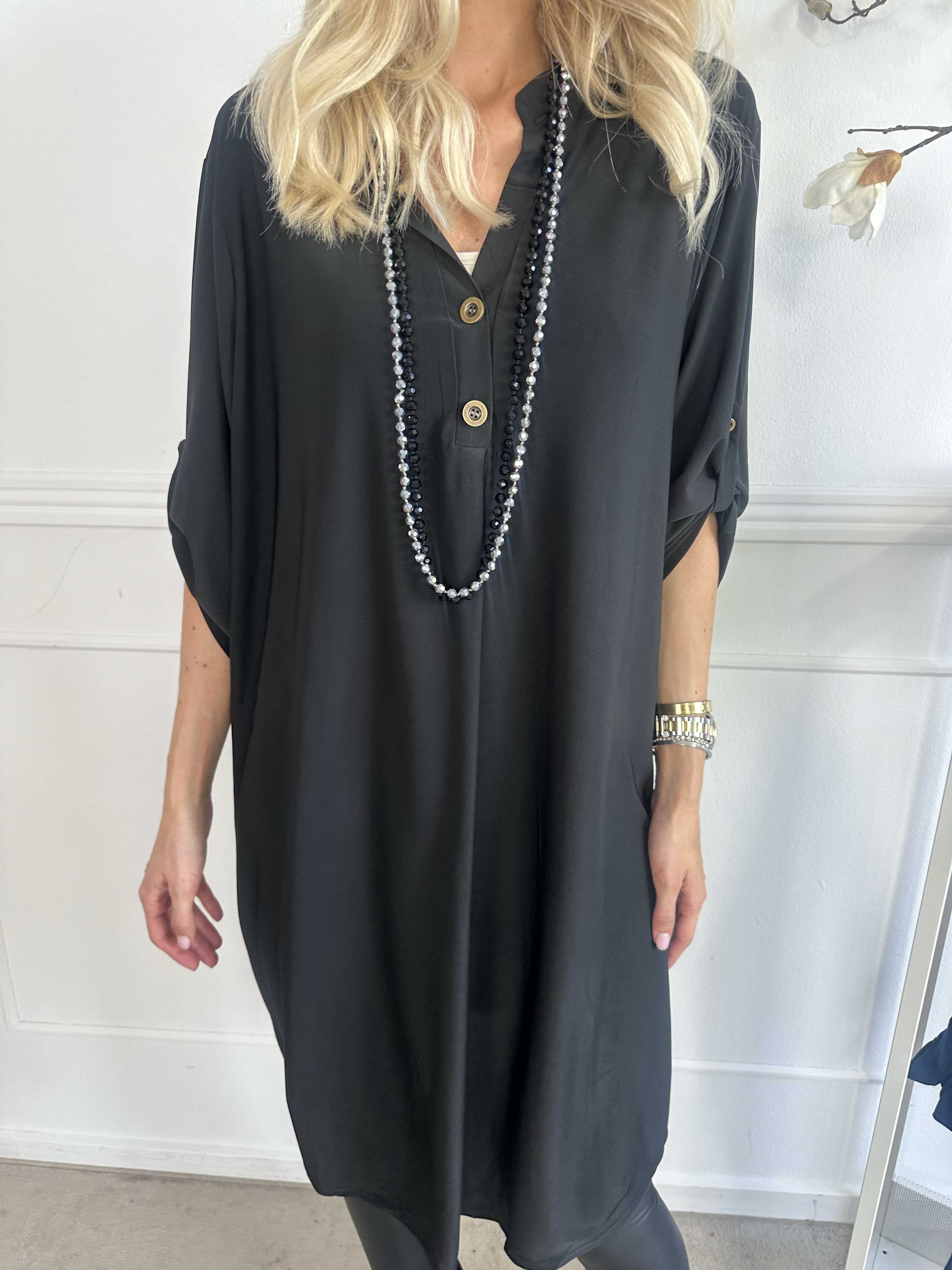 Ebba Plain Long - Sød ensfarvet kjole i elastisk stof