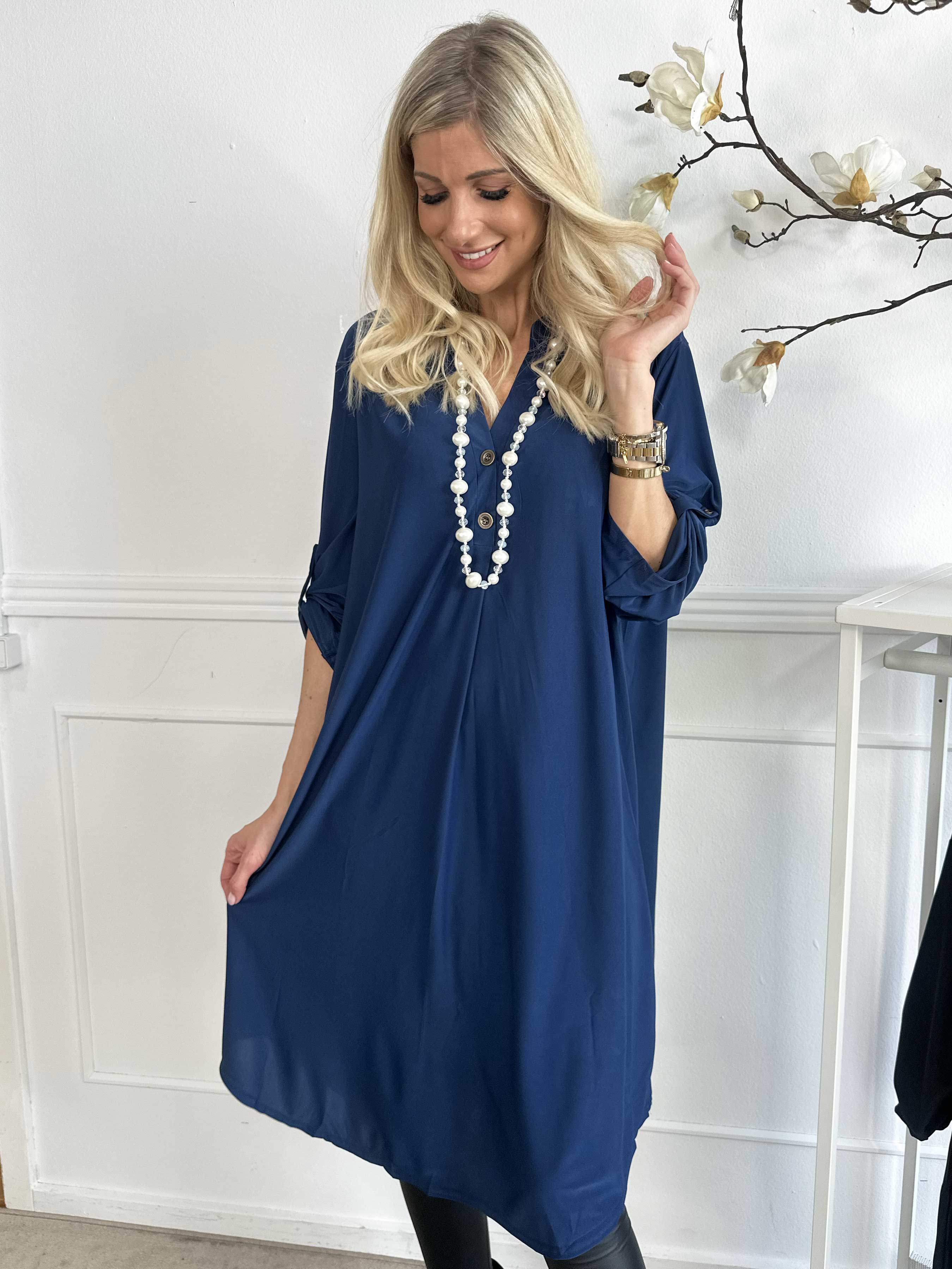 Ebba Plain Long - Sød ensfarvet kjole i elastisk stof