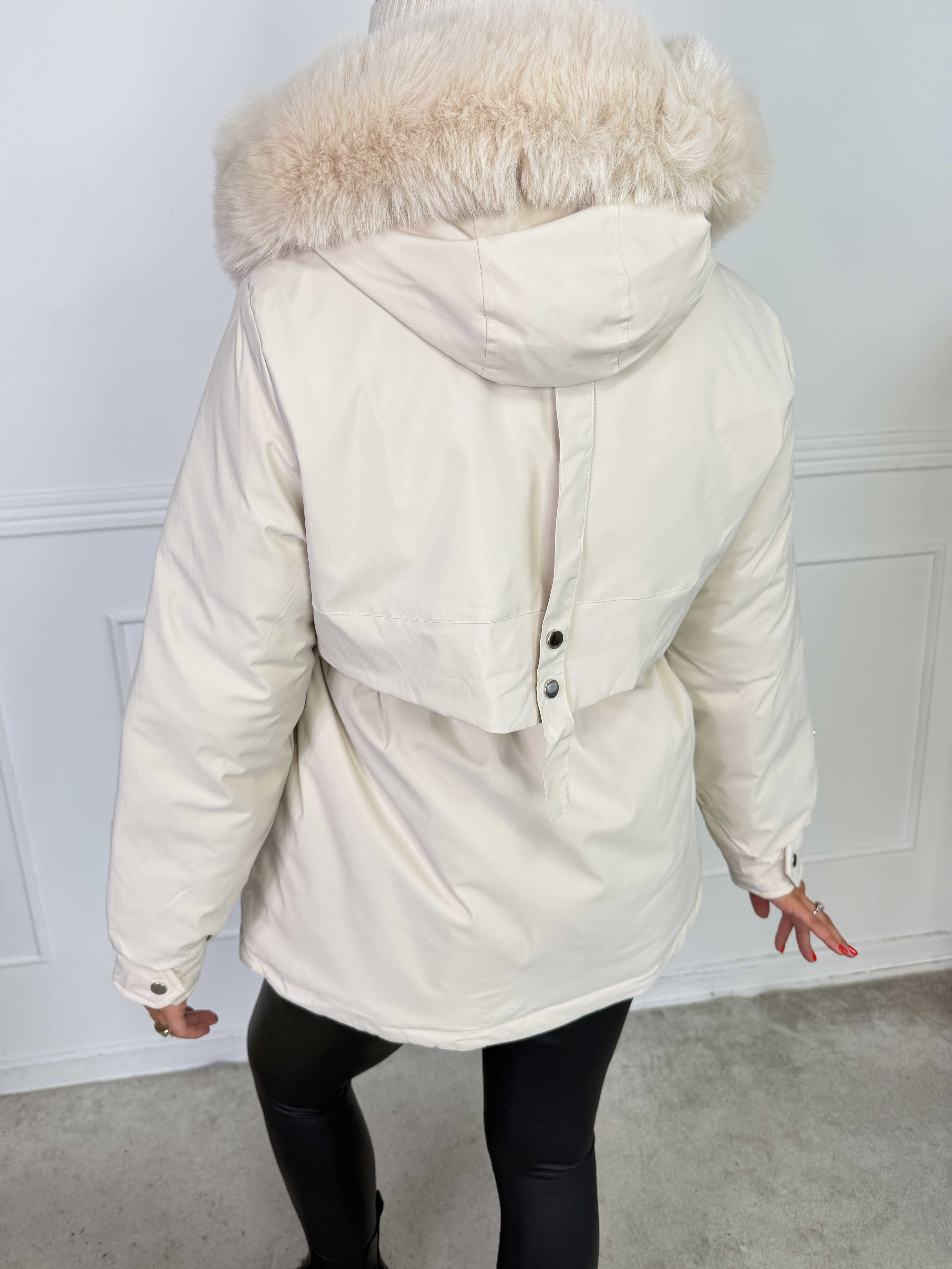 Miamaia - Varm og stilfuld dynejakke med blød faux fur-krave