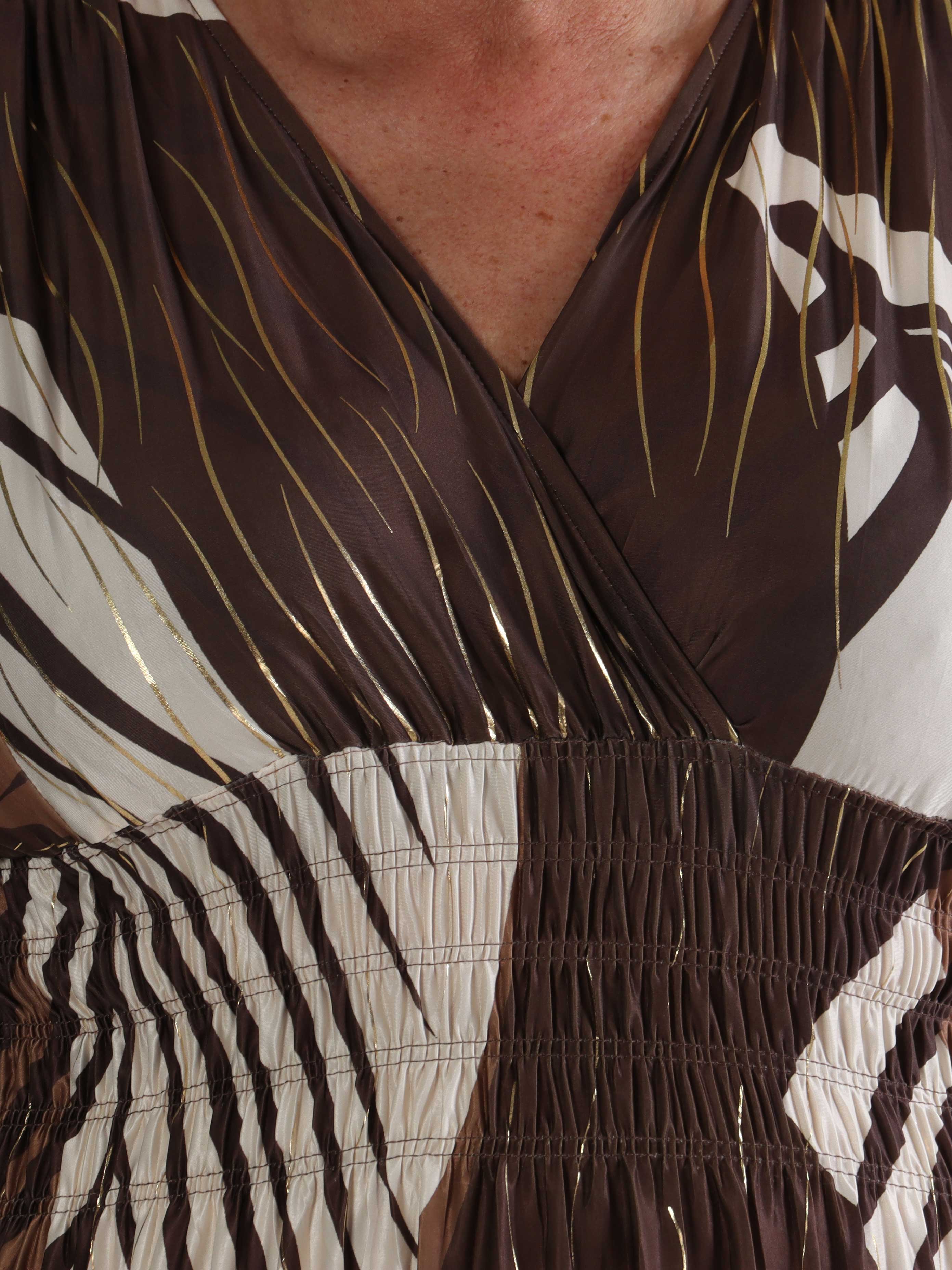 Pams Figure - Lang mønstret pus size kjole med lommer