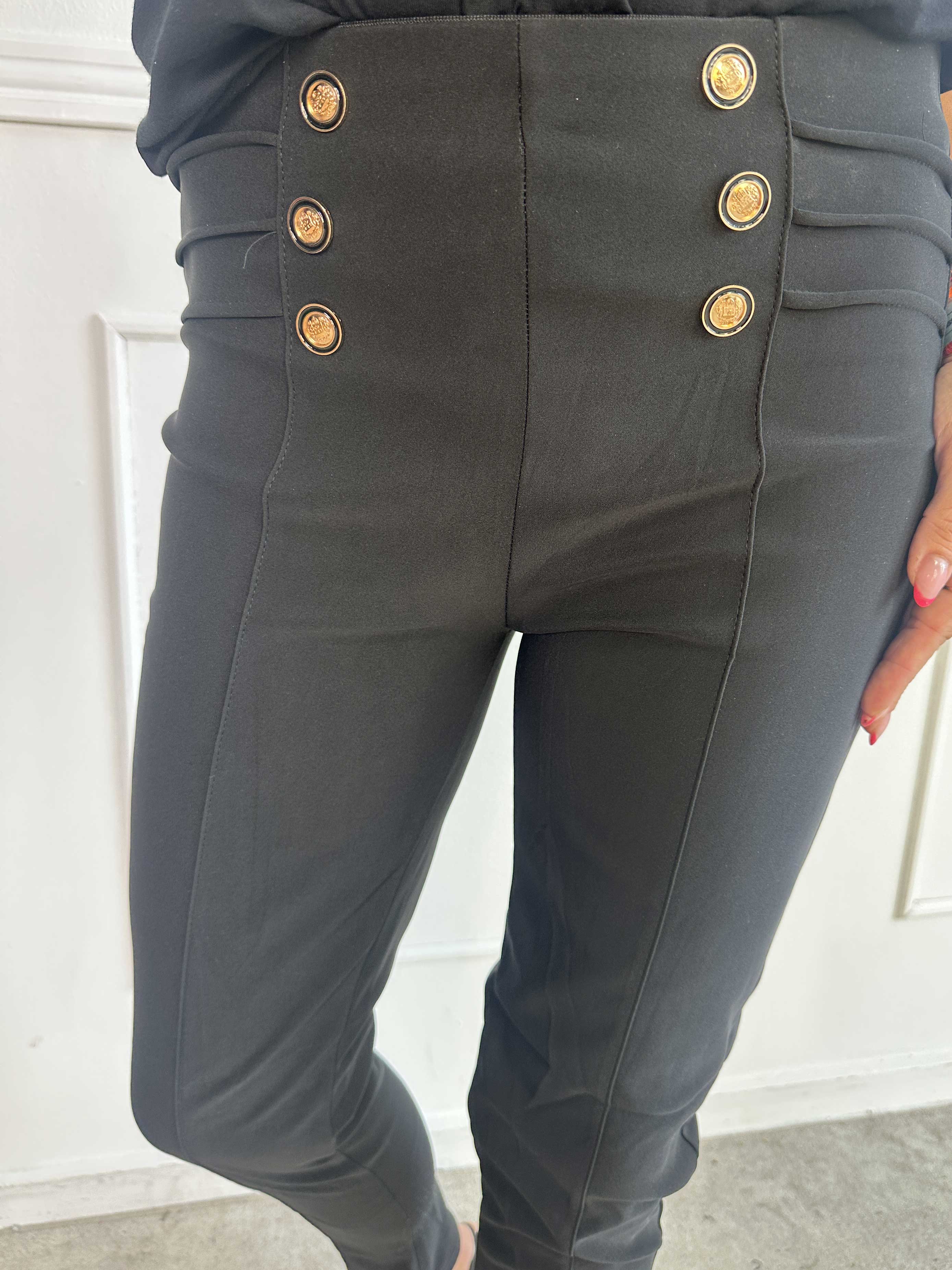 Jolie - Elastiske bløde leggings med guld knapper