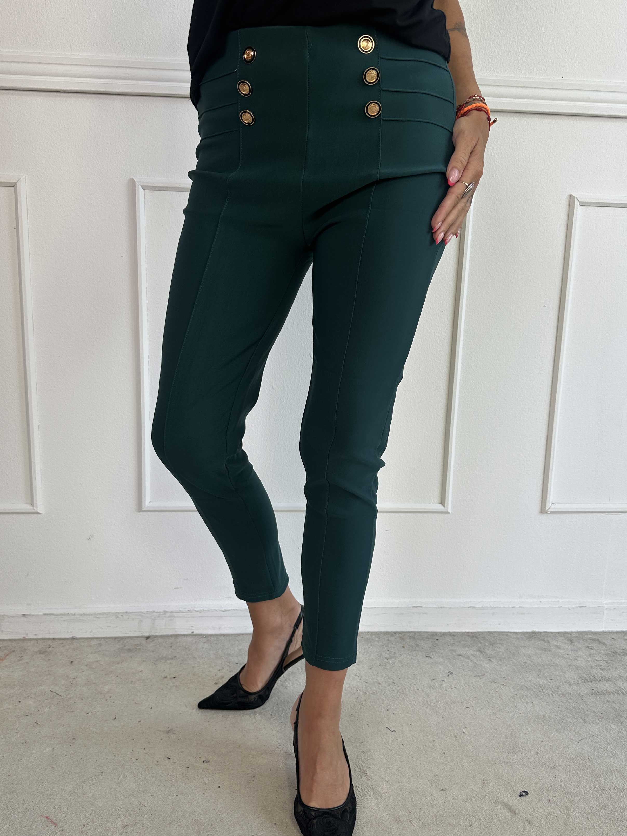 Jolie - Elastiske bløde leggings med guld knapper