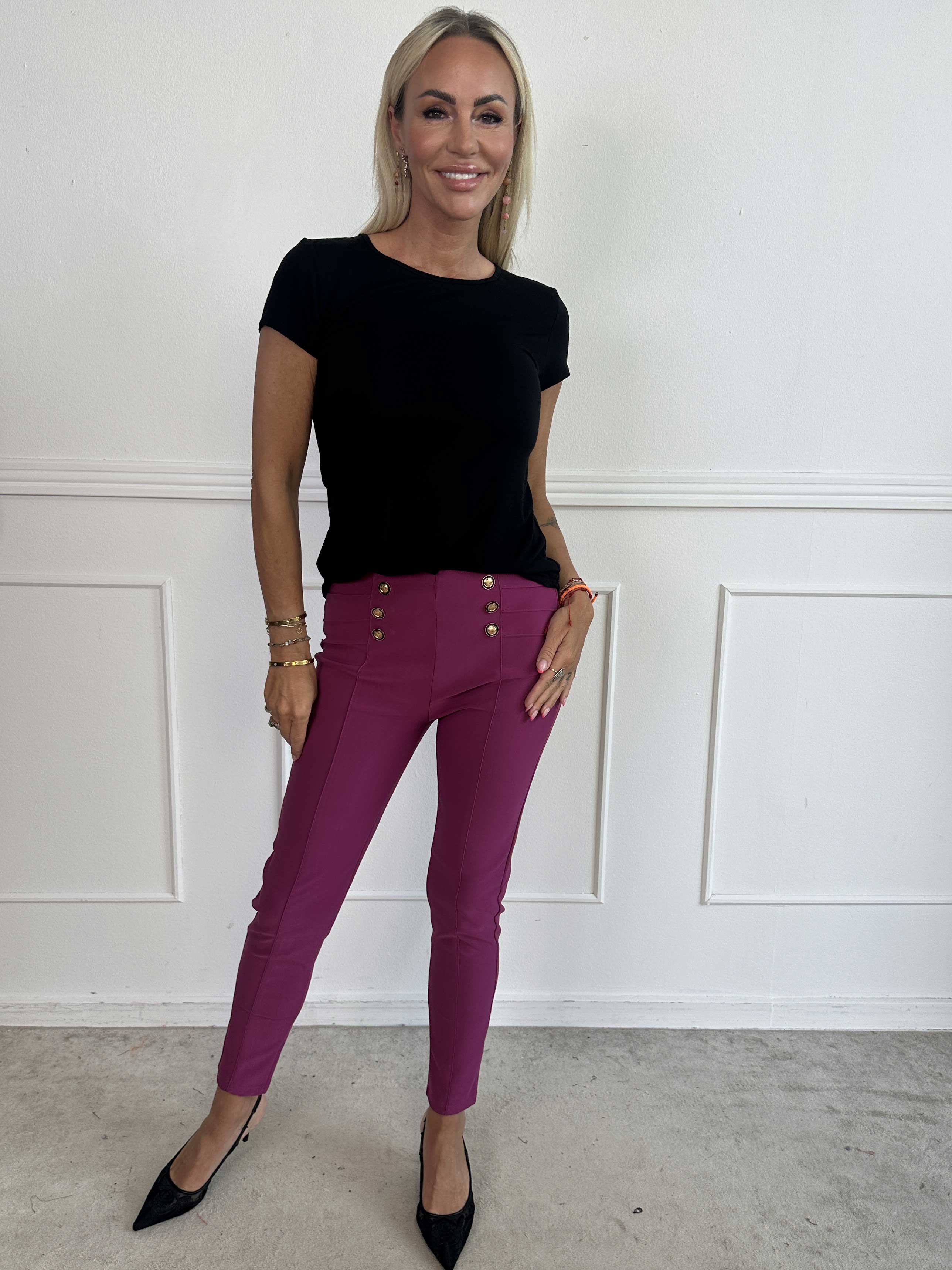 Jolie - Elastiske bløde leggings med guld knapper