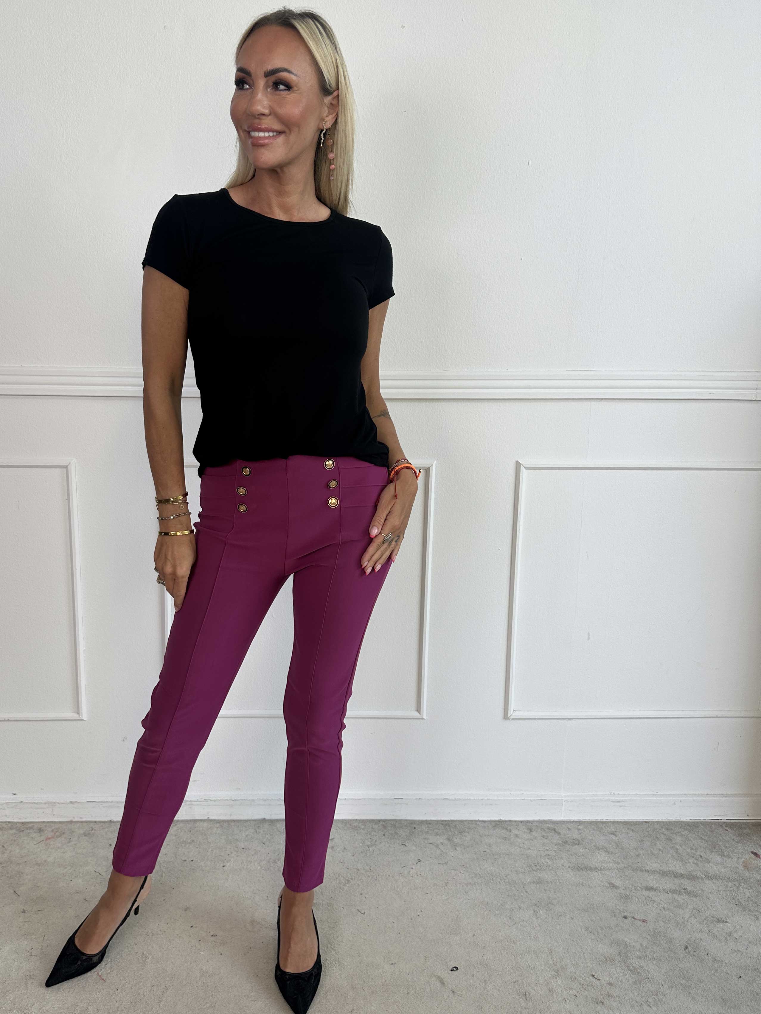 Jolie - Elastiske bløde leggings med guld knapper