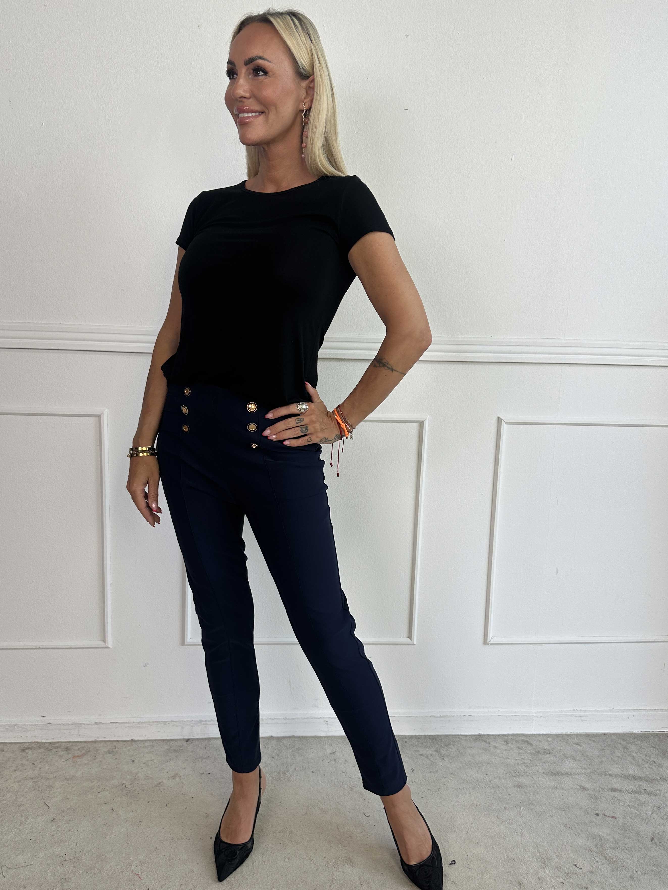 Jolie - Elastiske bløde leggings med guld knapper