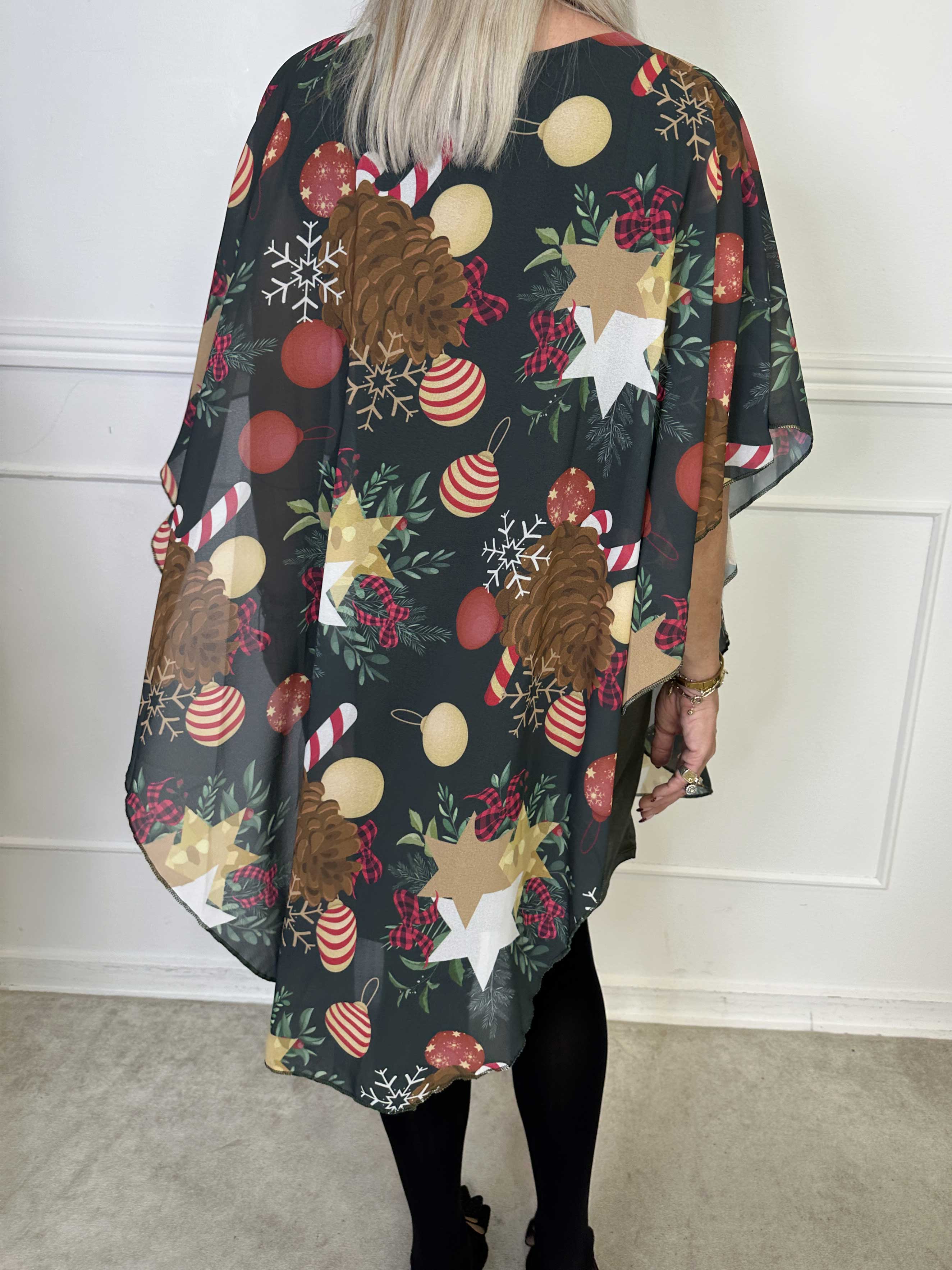 Kenya Pinecone - Tunikakjole med julemotiver på chiffonlaget