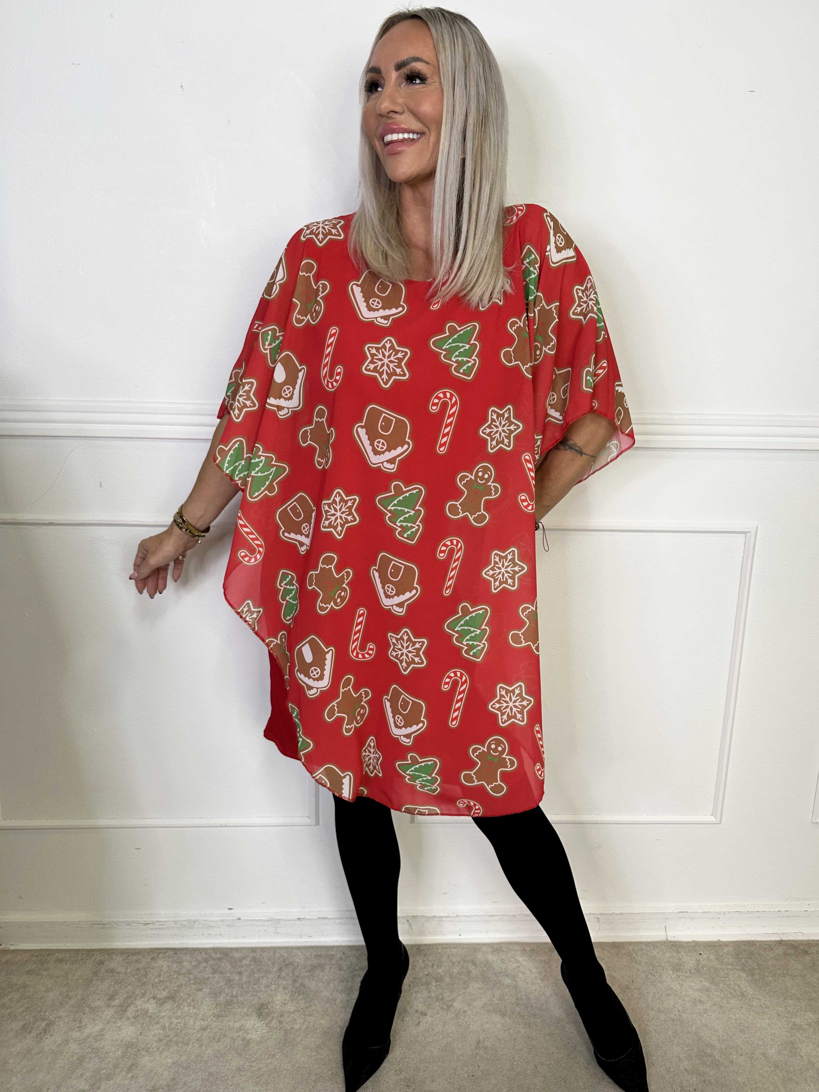 Kenya Gingerbread - Tunikakjole med julesmåkage motiver på