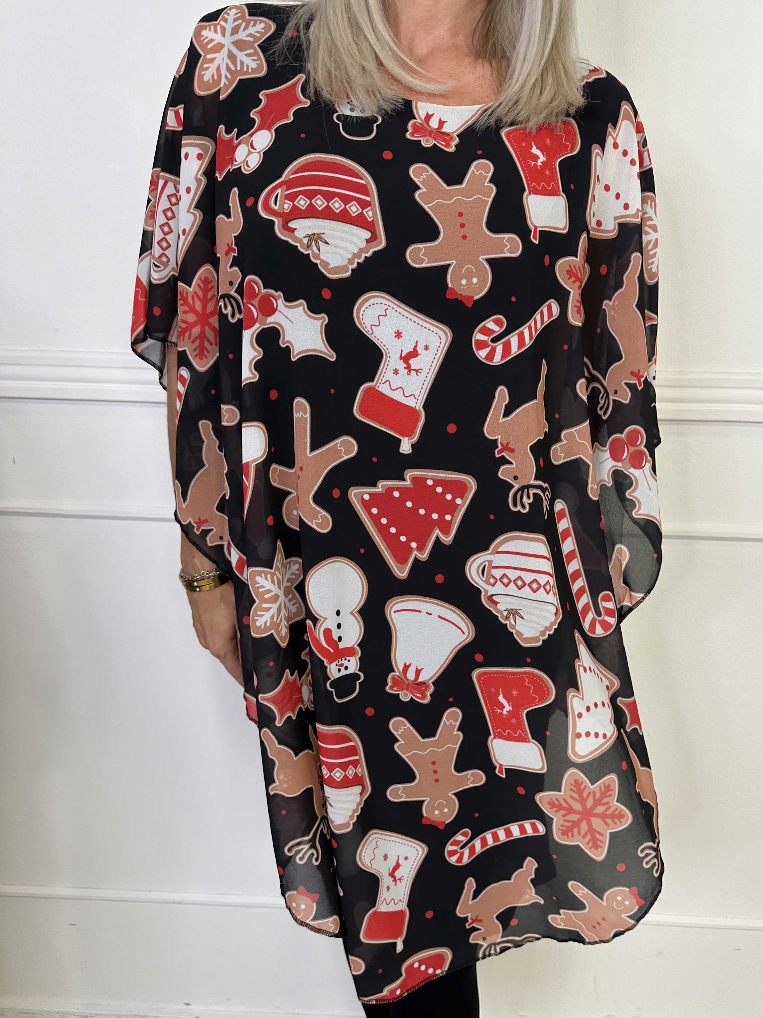 Kenya Gingerbread - Tunikakjole med julesmåkage motiver på