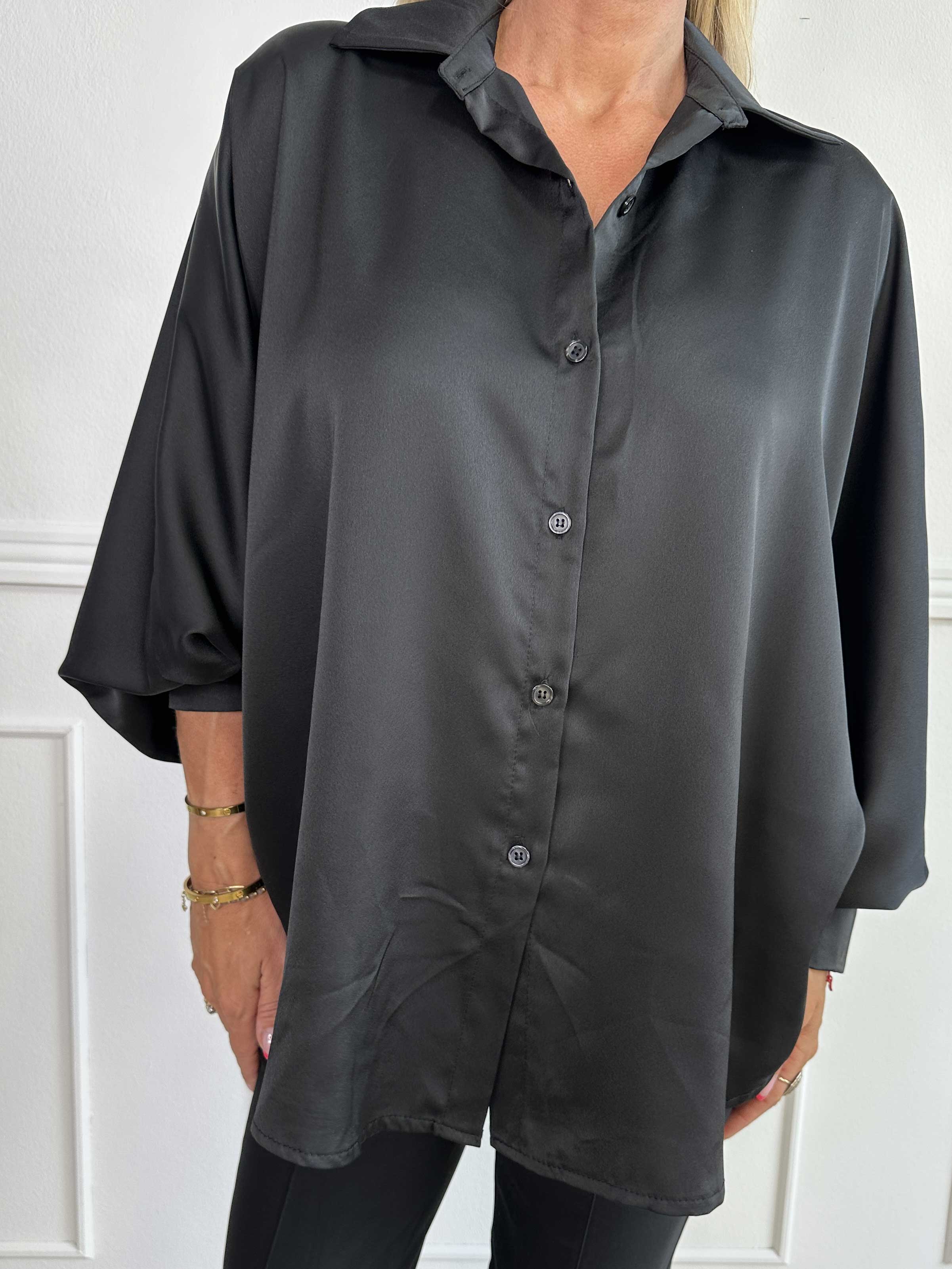 Feliciti - Shiny skjorte med flagermusærmer