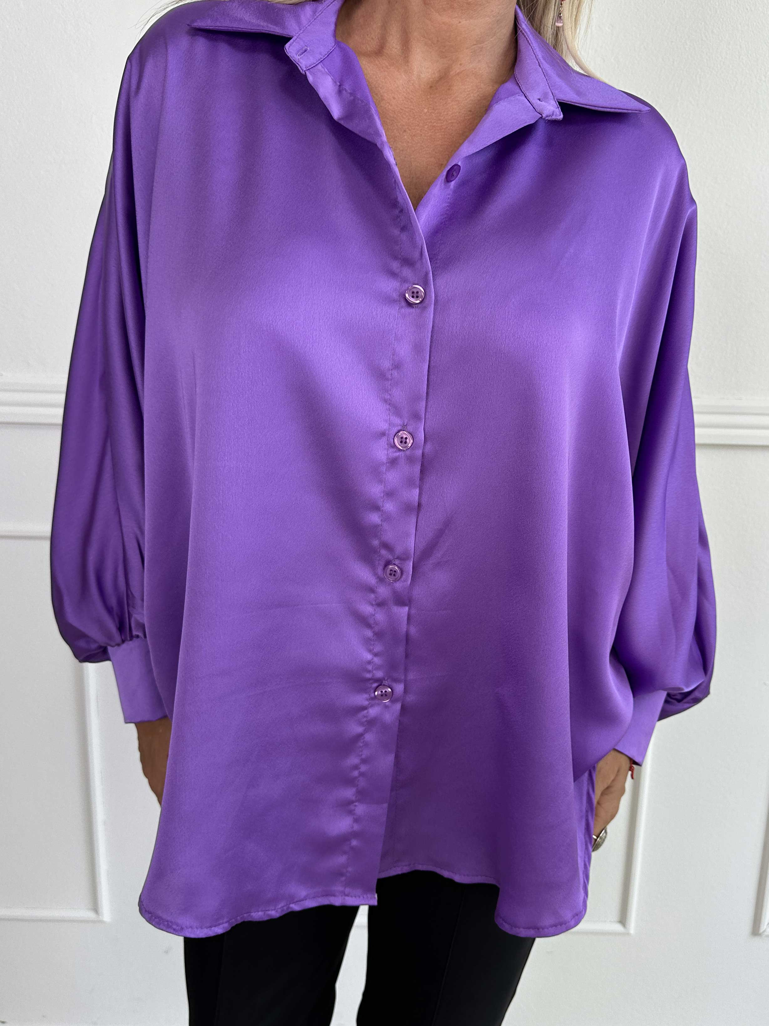 Feliciti - Shiny skjorte med flagermusærmer