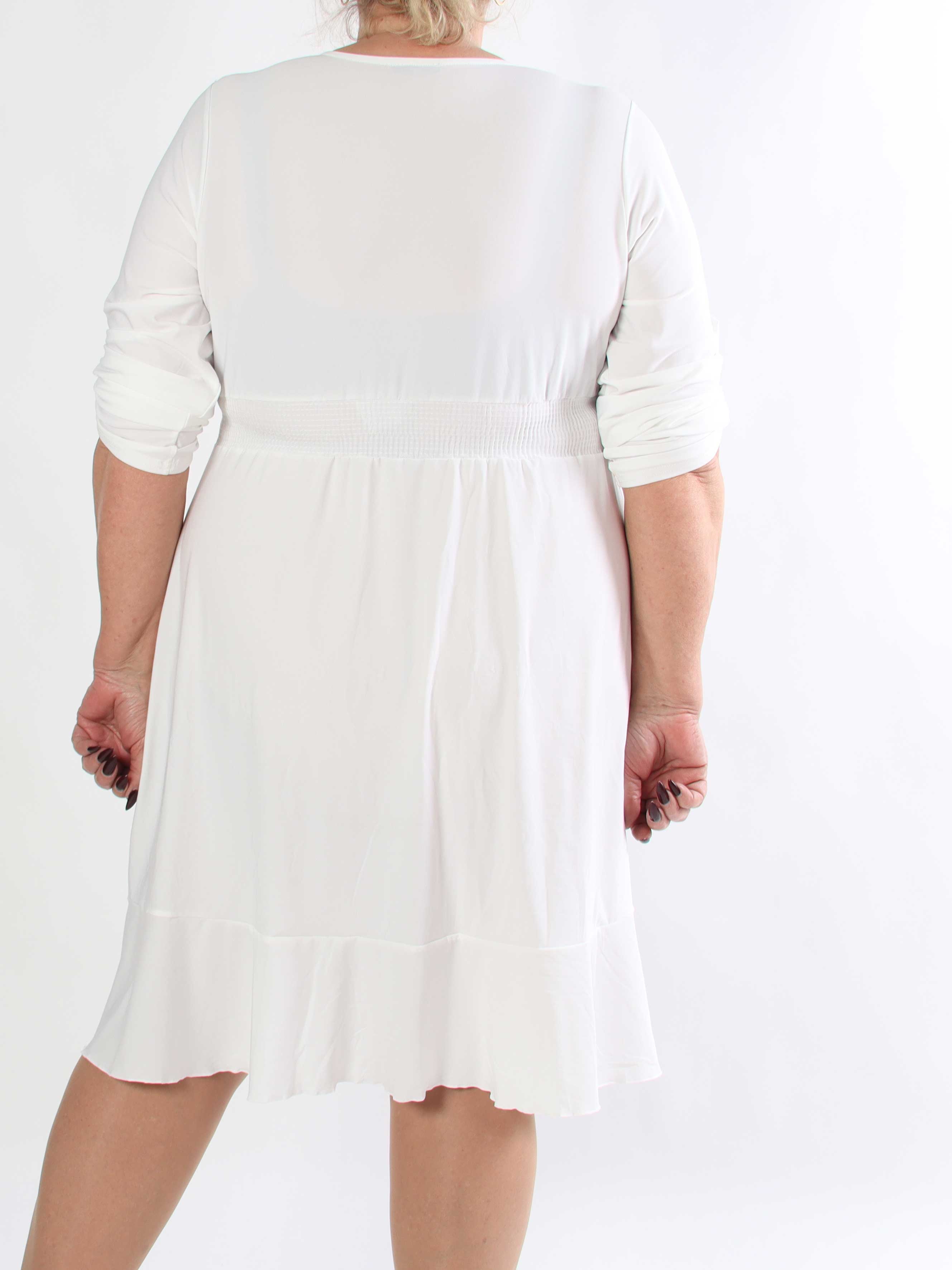 Savina Plain - Elastisk langærmet plus size kjole i slå-om-look
