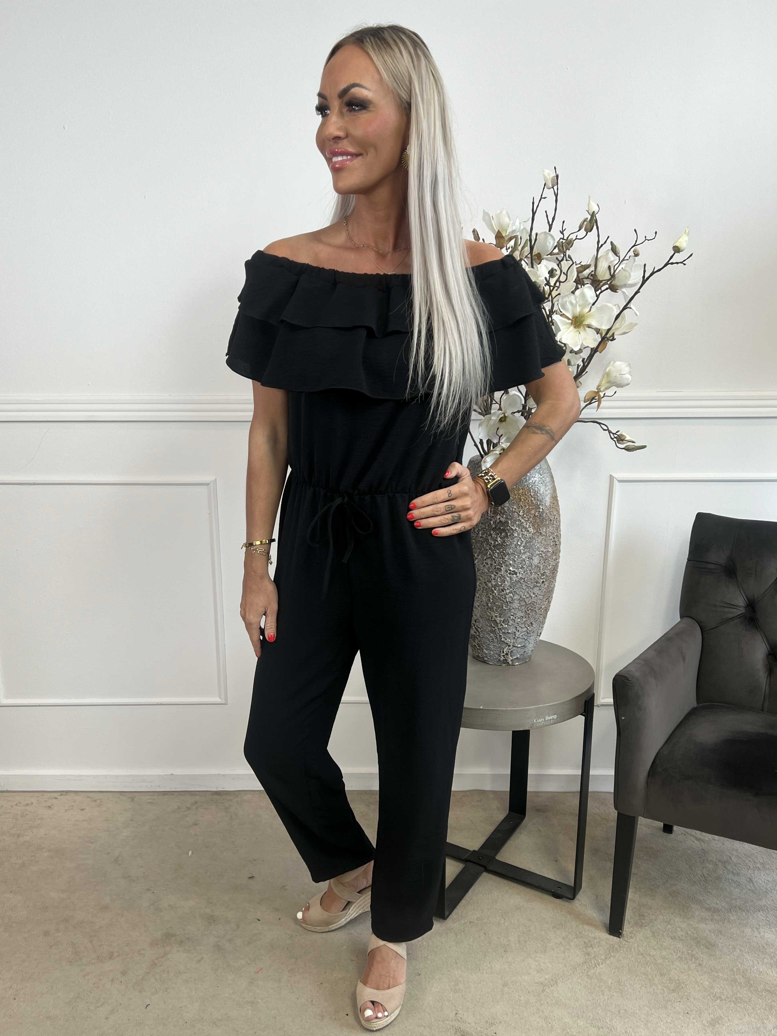 Loulou - Buksedragt med flæser og elastikkant