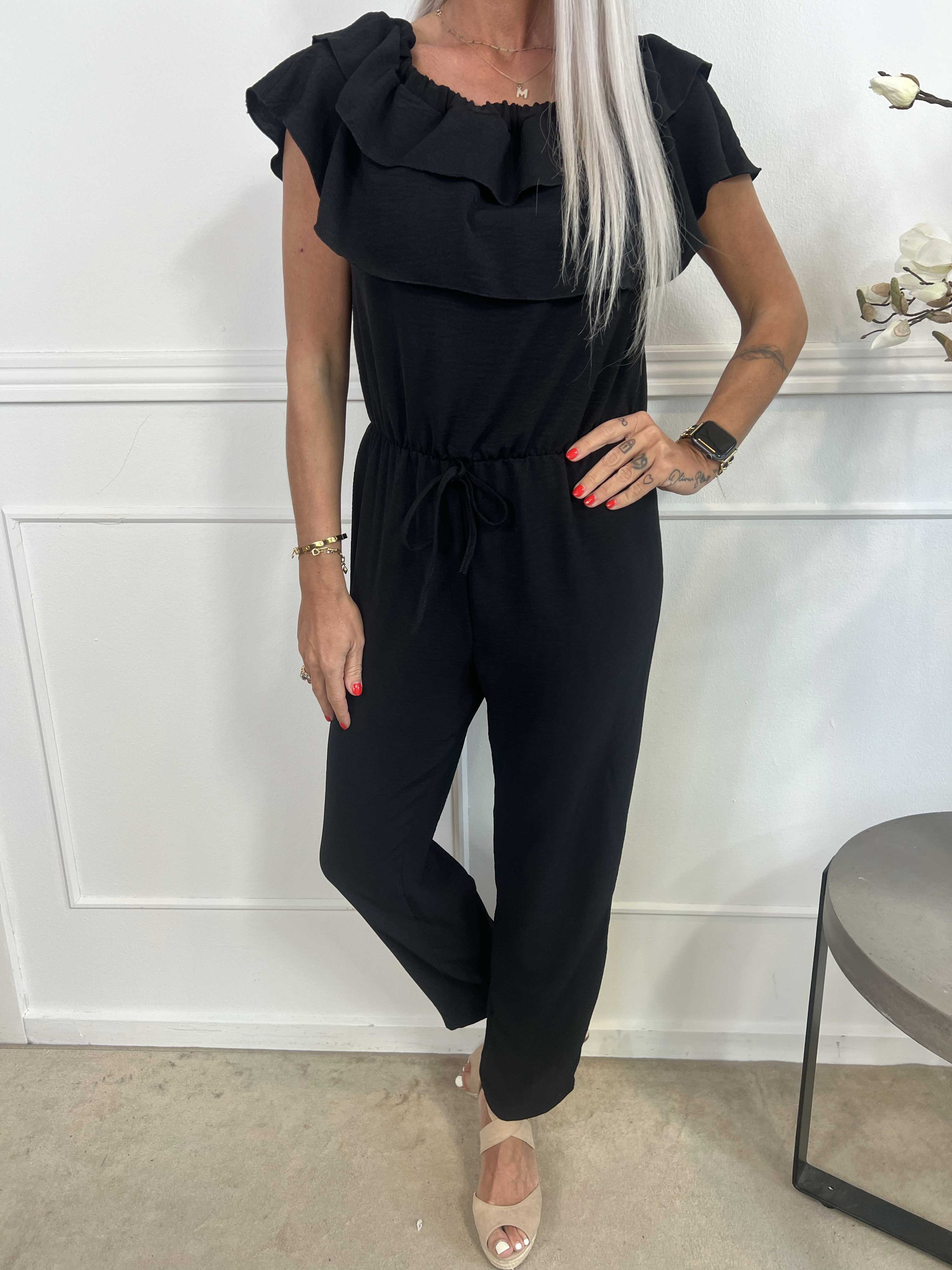 Loulou - Buksedragt med flæser og elastikkant