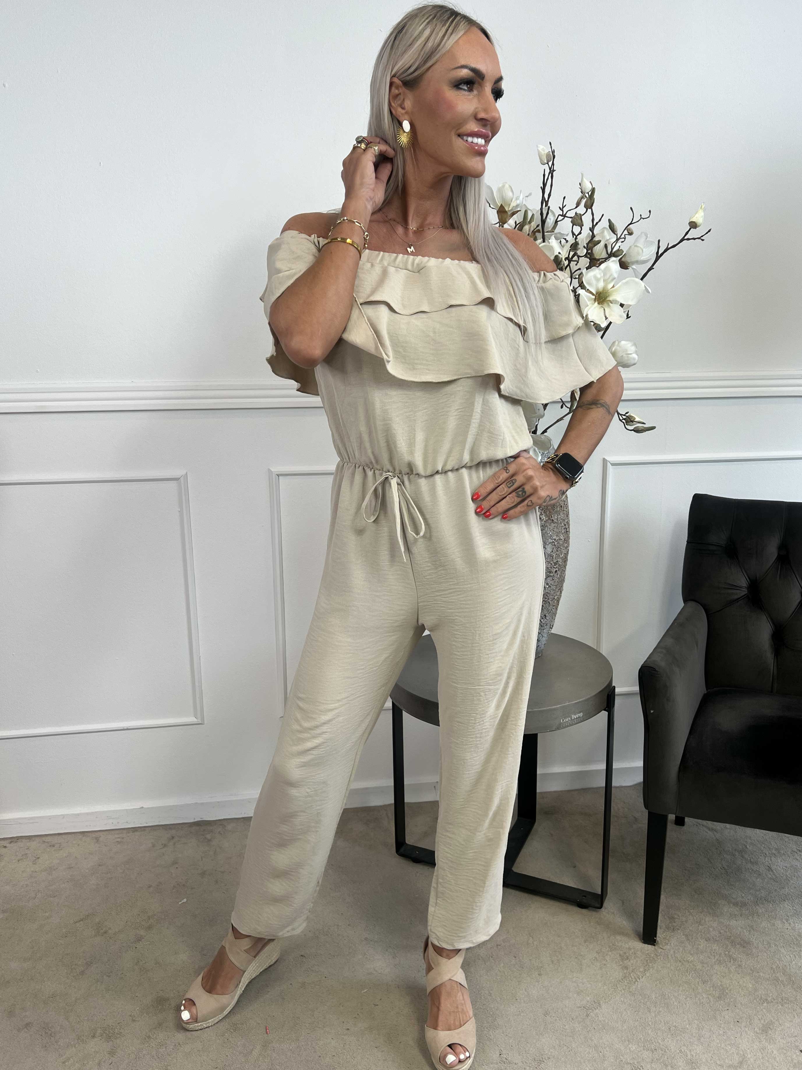 Loulou - Buksedragt med flæser og elastikkant