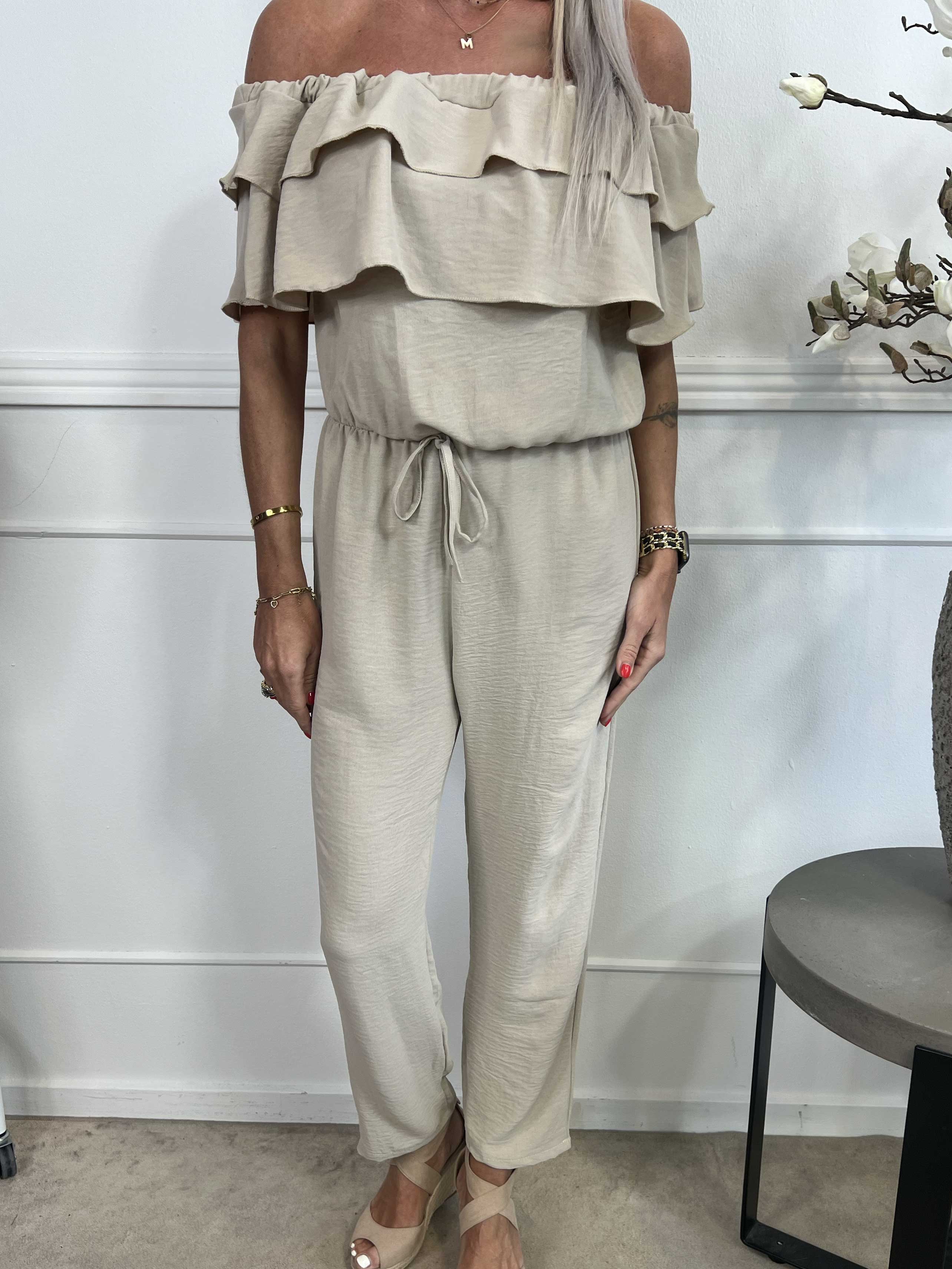 Loulou - Buksedragt med flæser og elastikkant