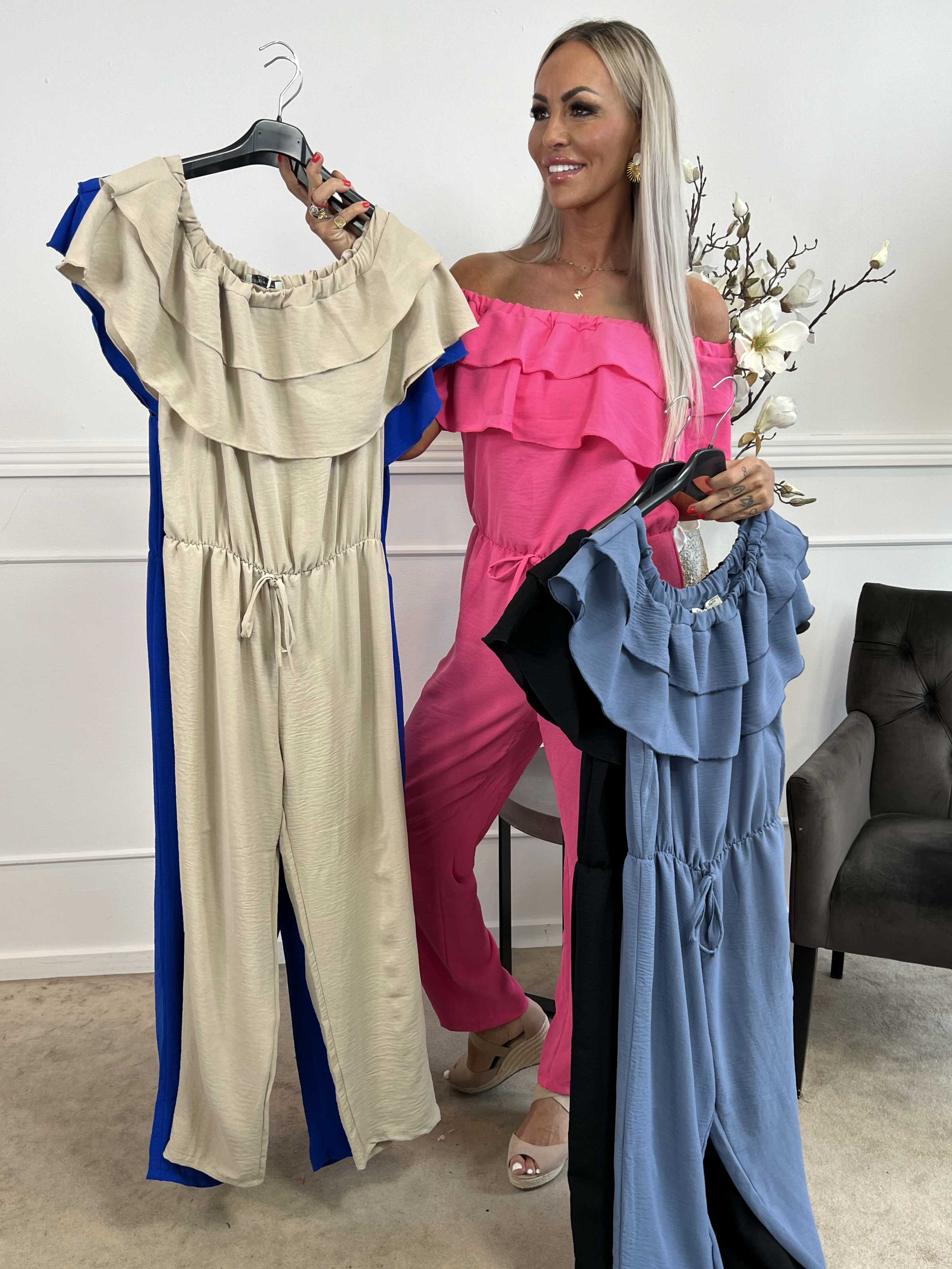 Loulou - Buksedragt med flæser og elastikkant