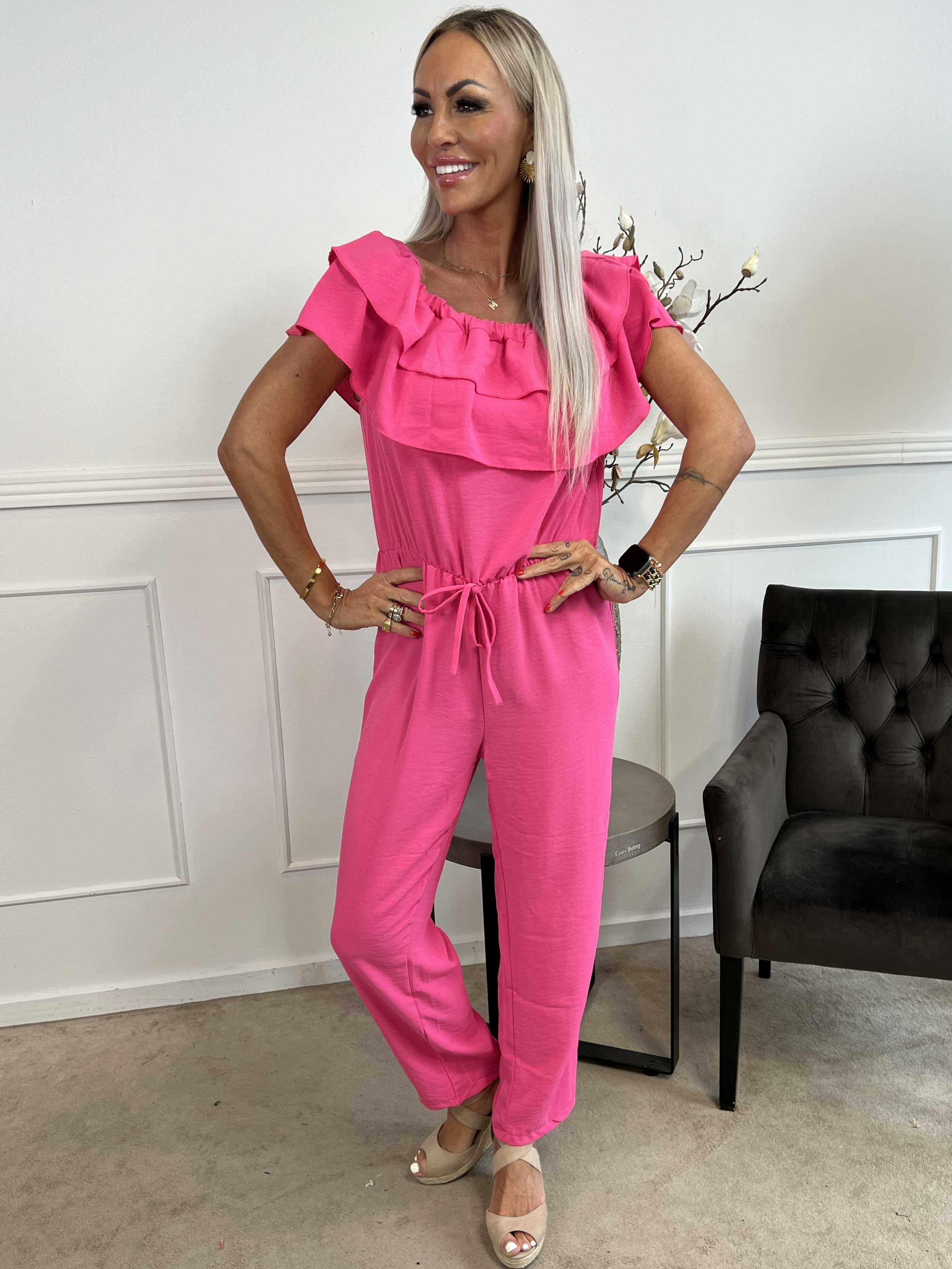 Loulou - Buksedragt med flæser og elastikkant