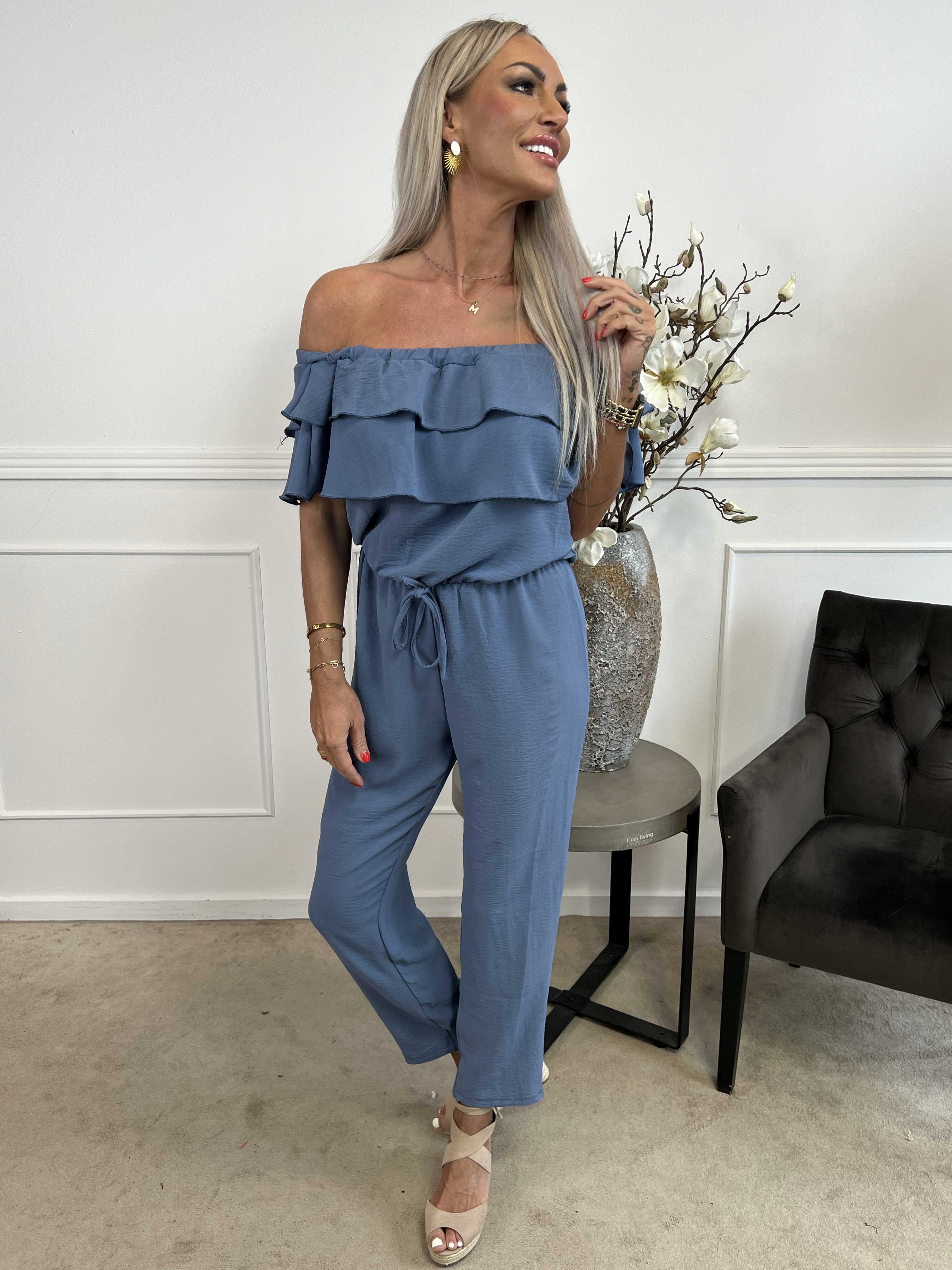 Loulou - Buksedragt med flæser og elastikkant