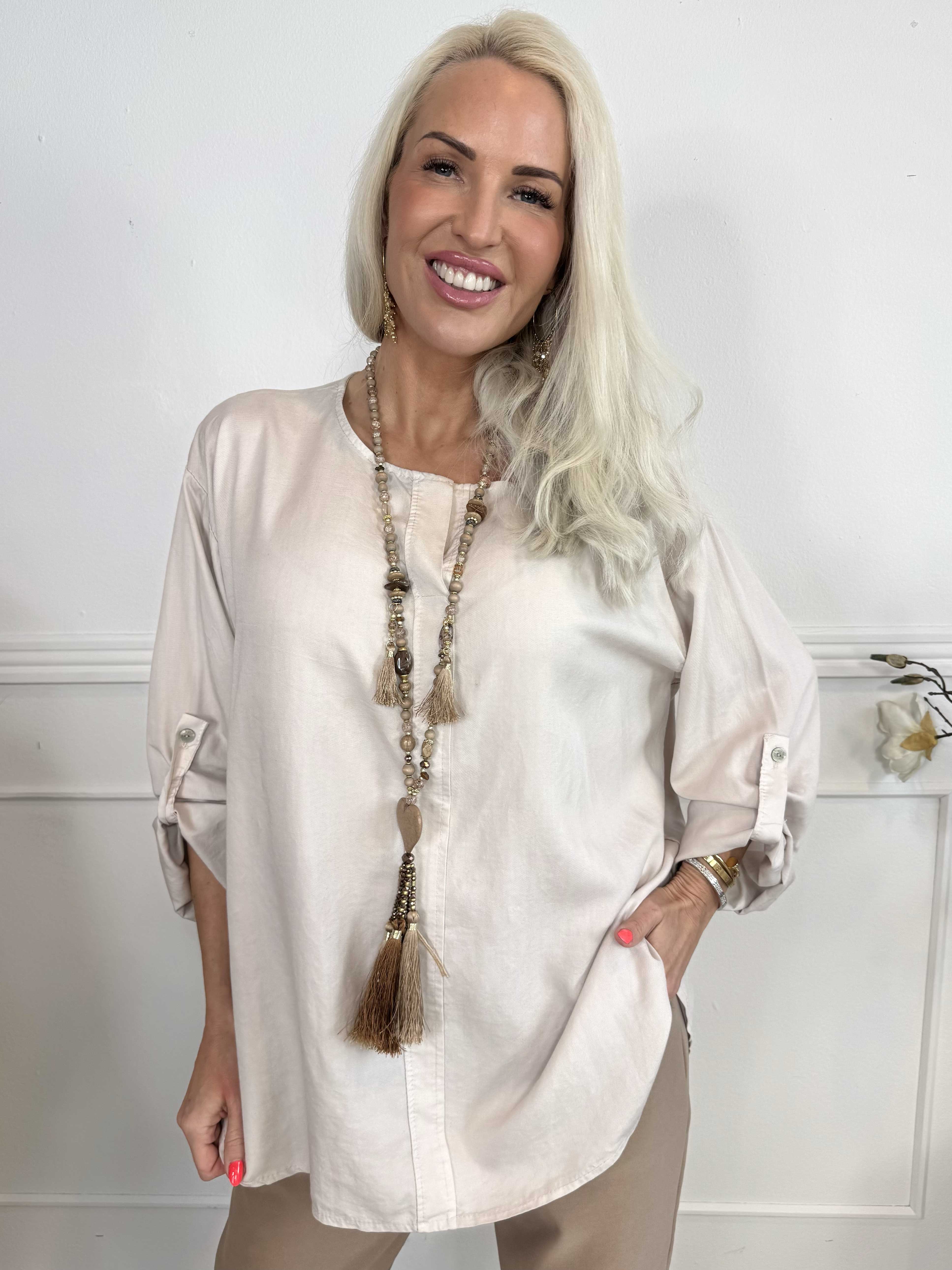 Emelda - Let plain skjorte lavet i lyocell