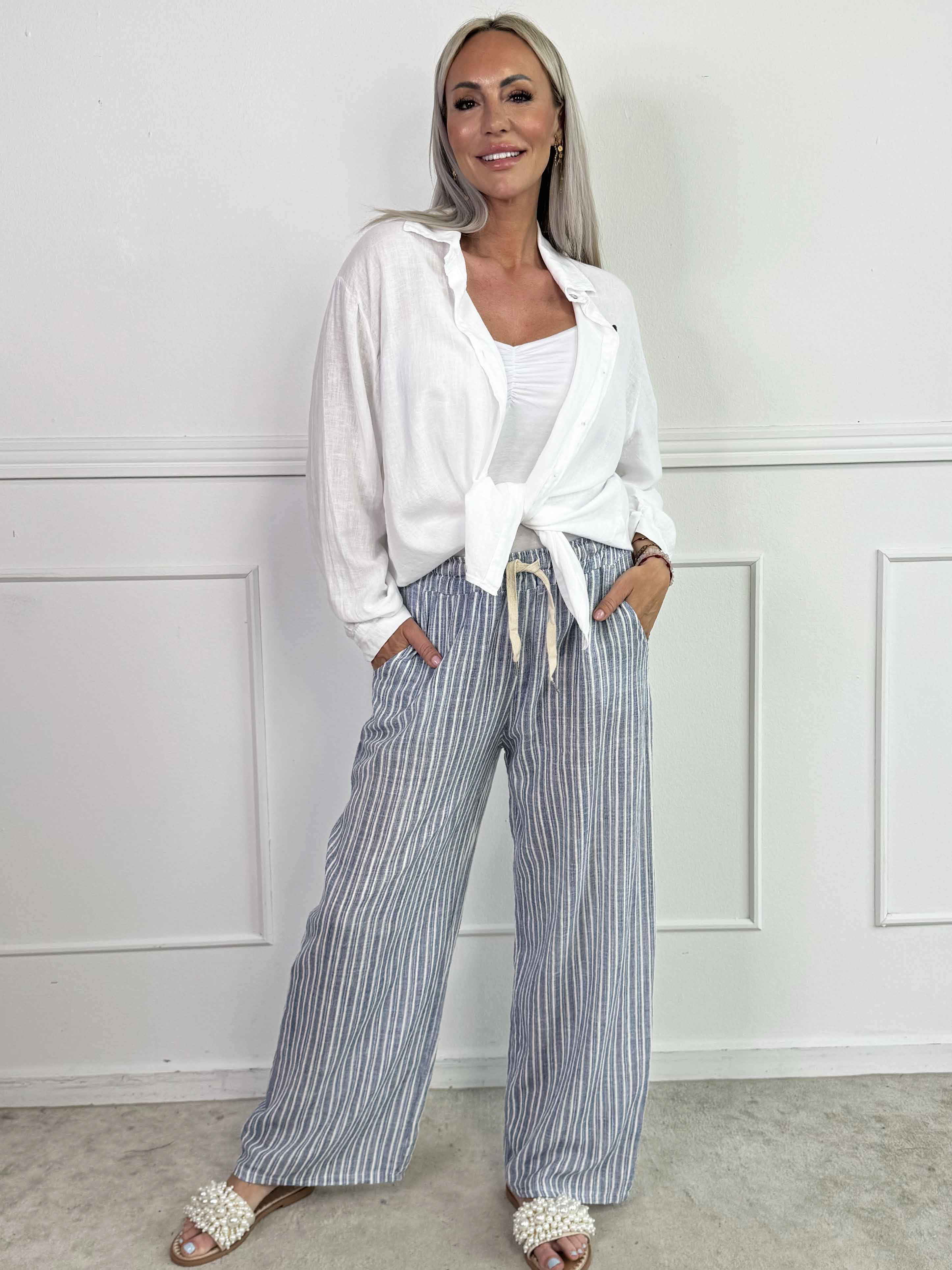 Hannah - Stribede bukser i bomuld