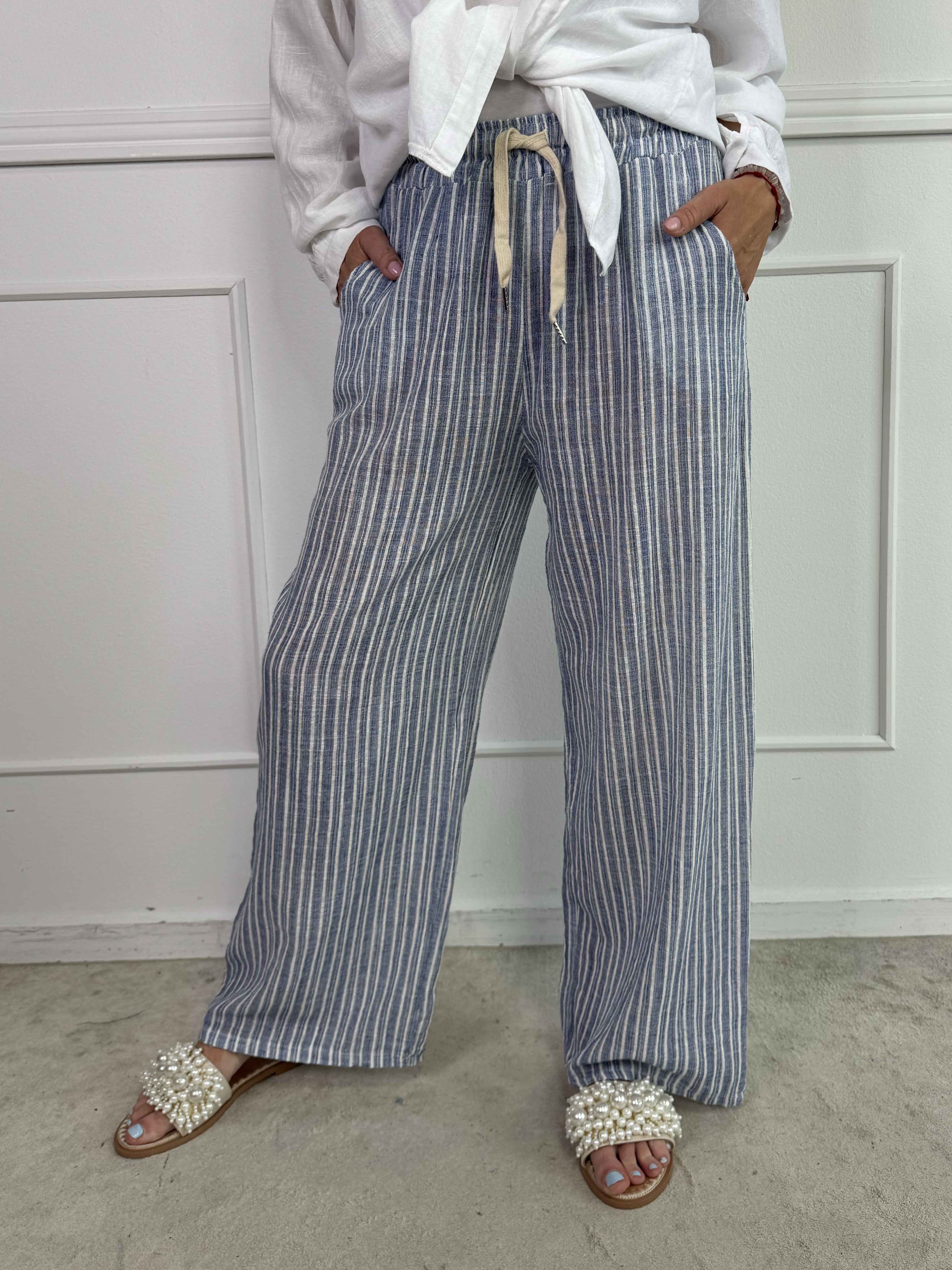 Hannah - Stribede bukser i bomuld