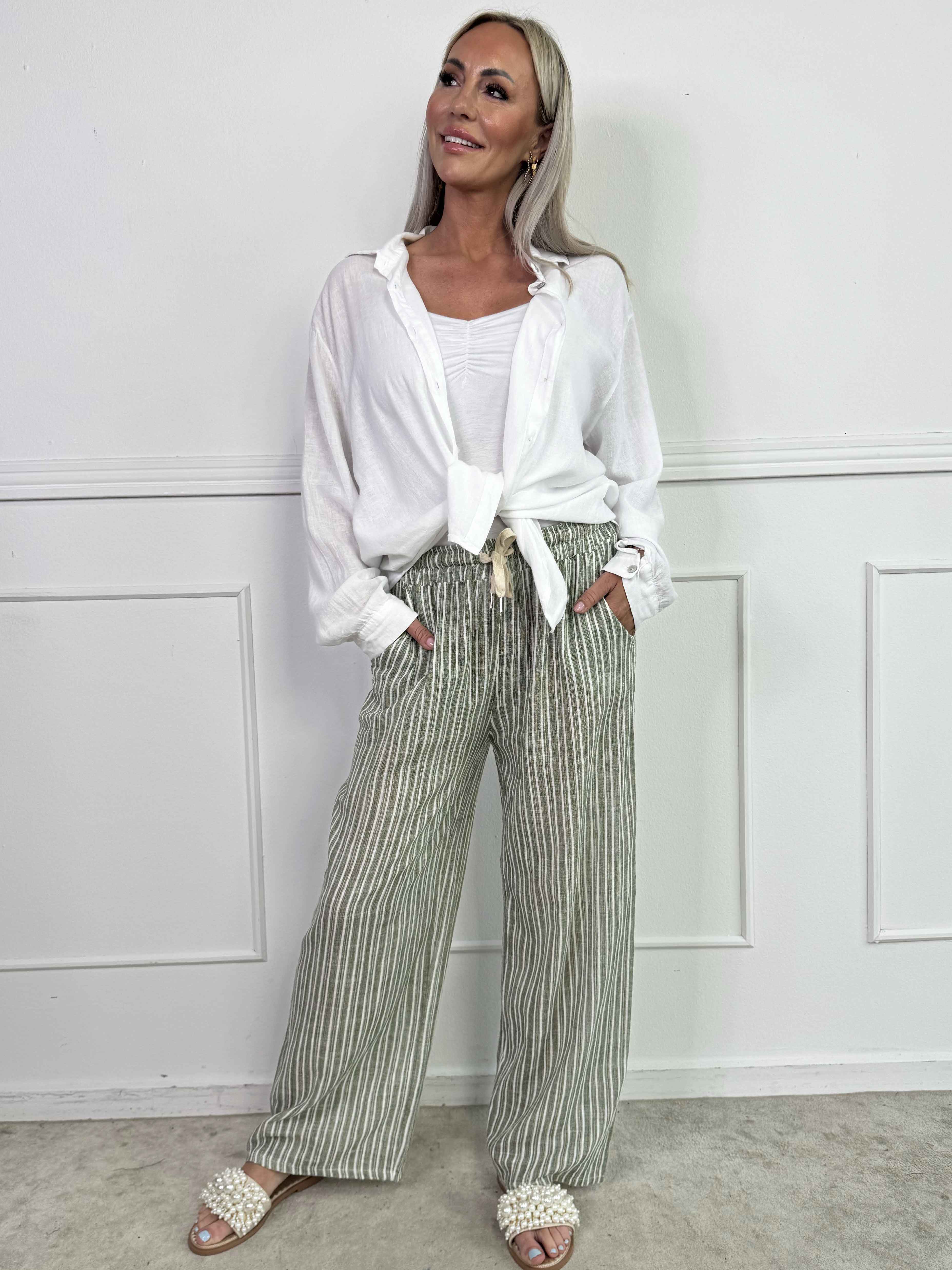 Hannah - Stribede bukser i bomuld