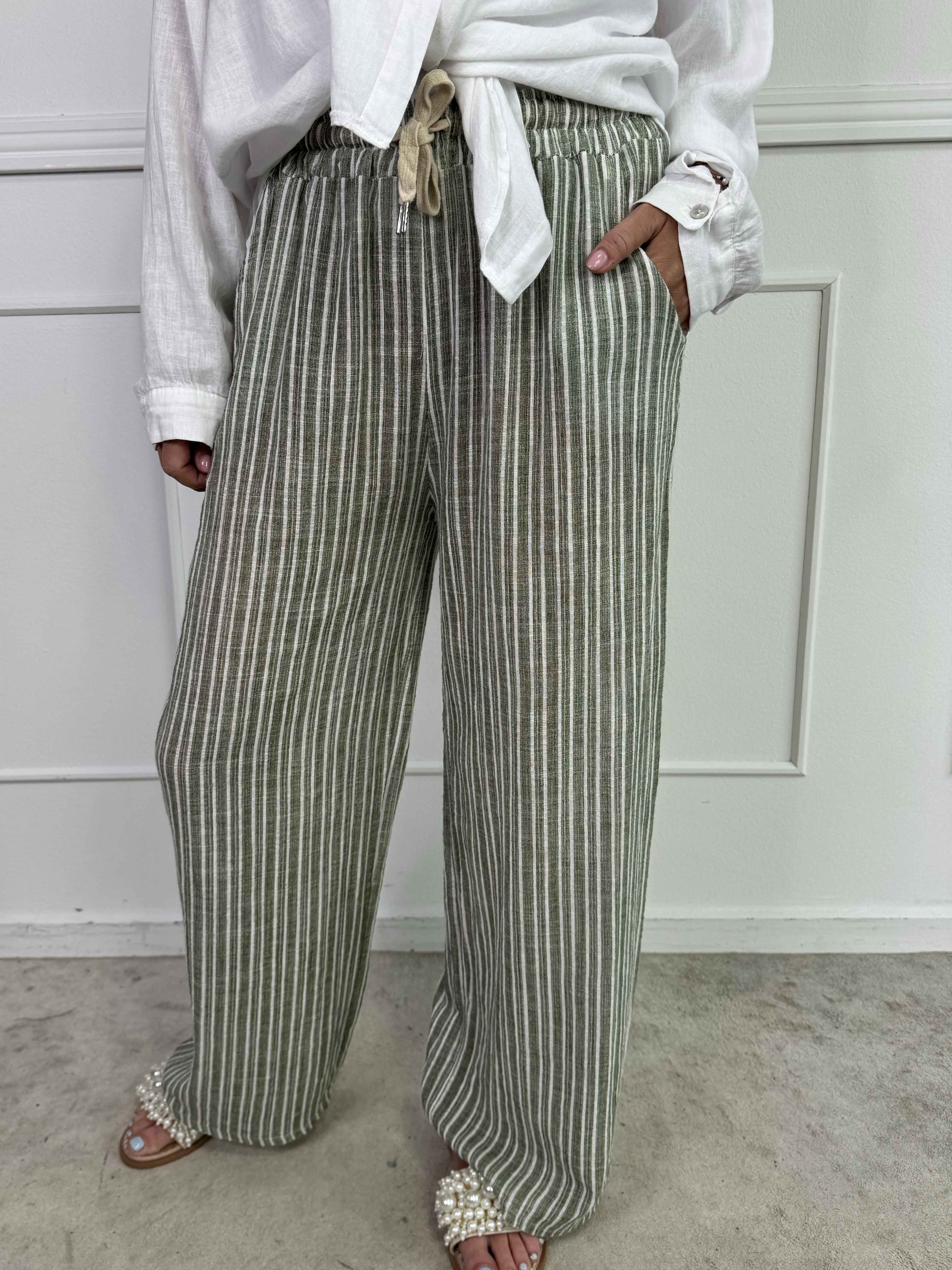 Hannah - Stribede bukser i bomuld