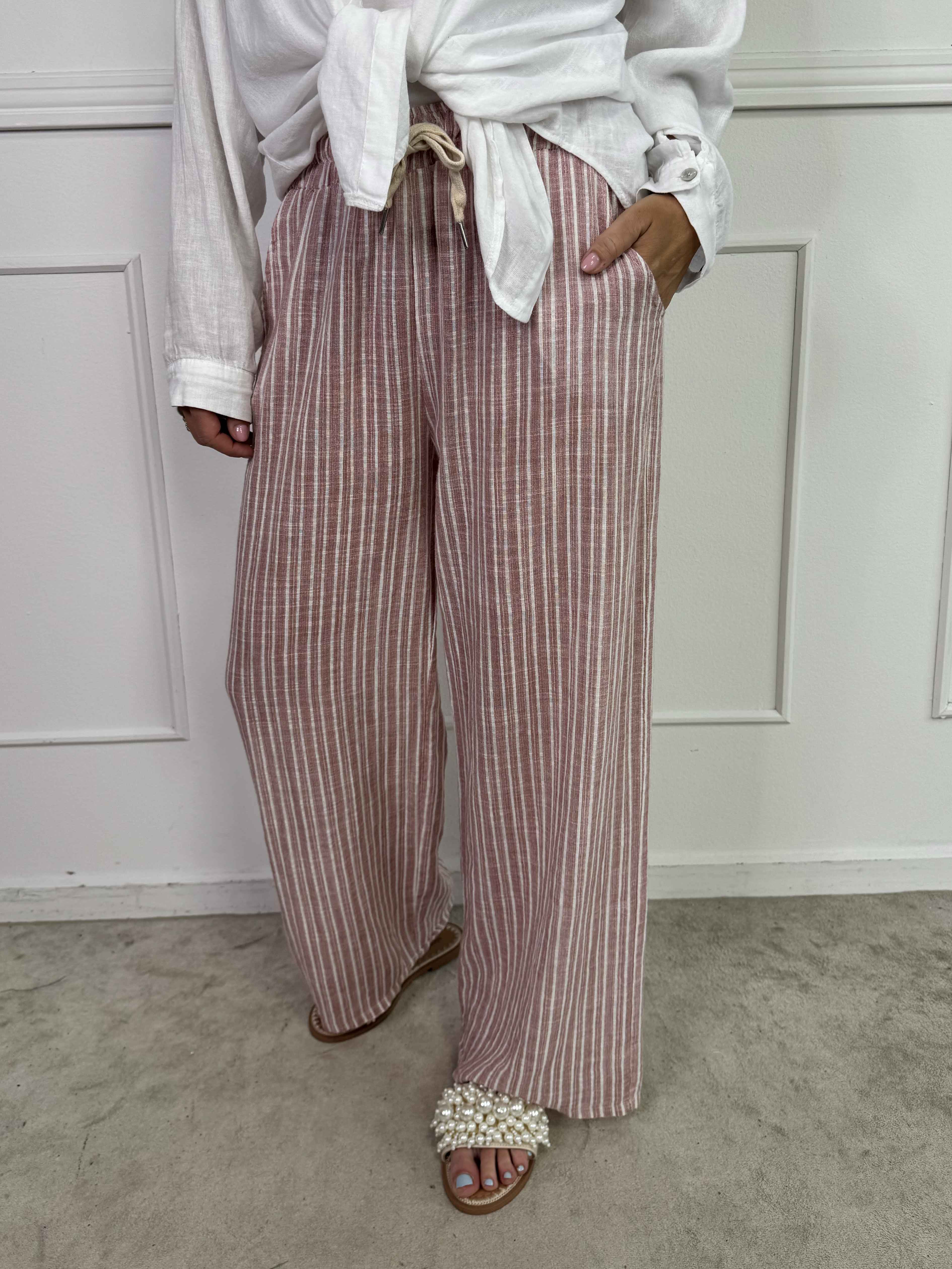 Hannah - Stribede bukser i bomuld