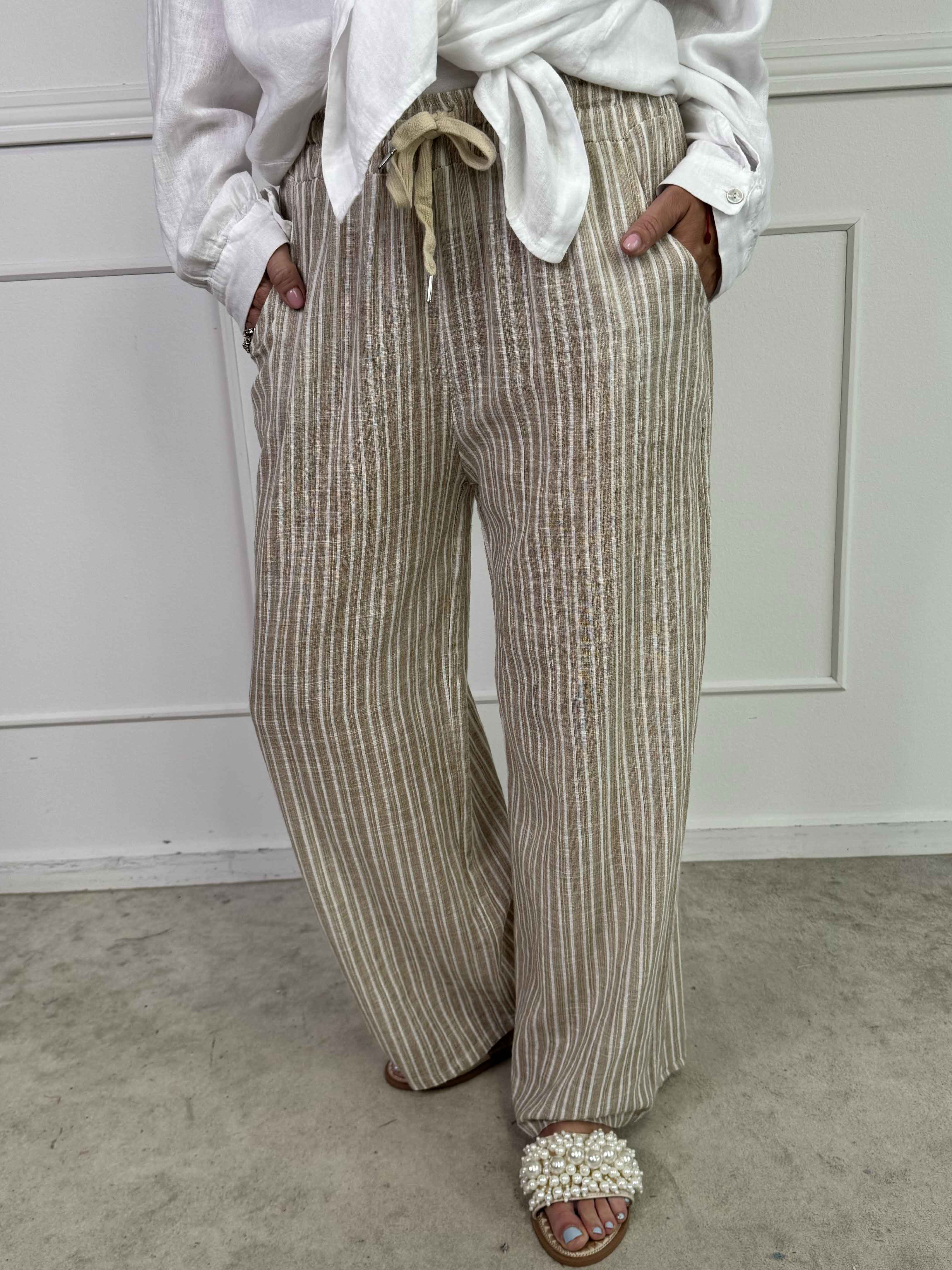 Hannah - Stribede bukser i bomuld